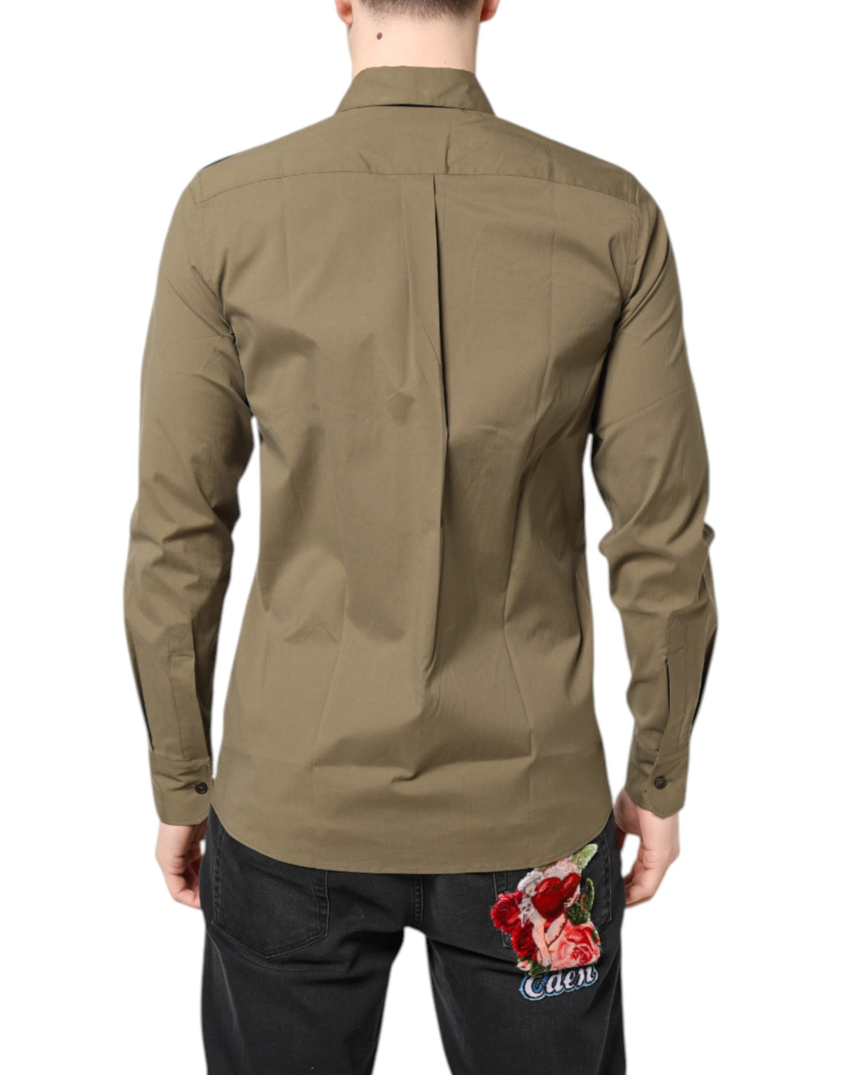 Experience the exquisite Dolce & Gabbana Brown Cotton Stretch Casual Long Sleeves Shirt, where artisanal craftsmanship meets timeless elegance for the discerning individual.