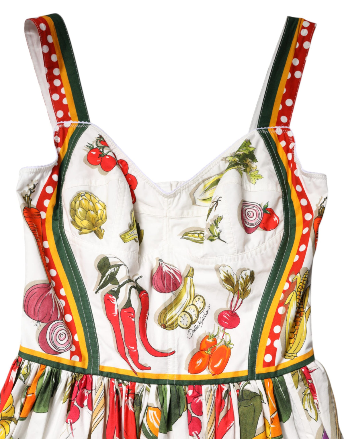 Elevate your wardrobe with the Dolce & Gabbana White Vegetables Sleeveless A-line Dress, a masterpiece of Italian craftsmanship in luxurious cotton, perfect for any elegant occasion.