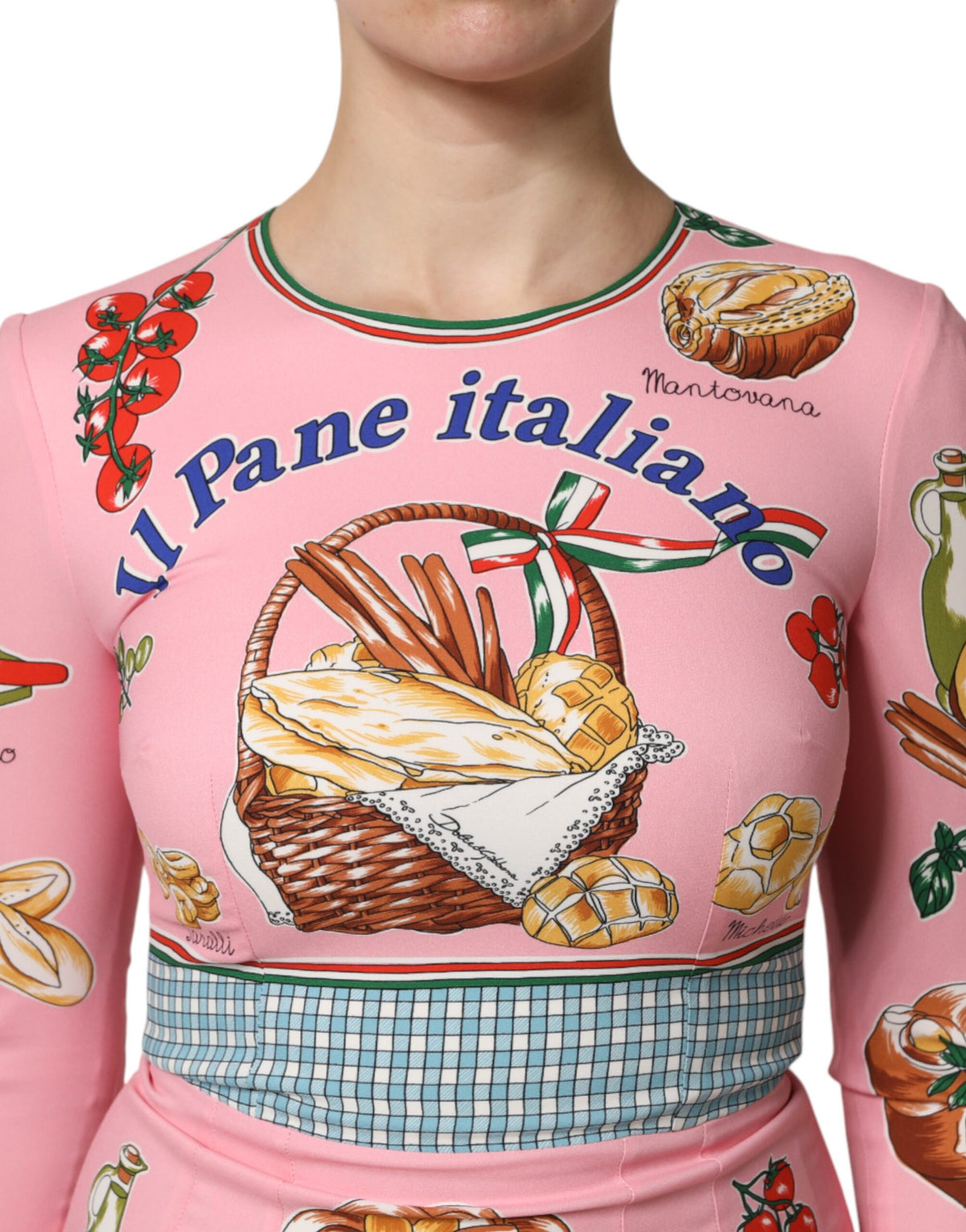 Dolce & Gabbana Pink Pastry Print Bodycon Midi Dress Couture