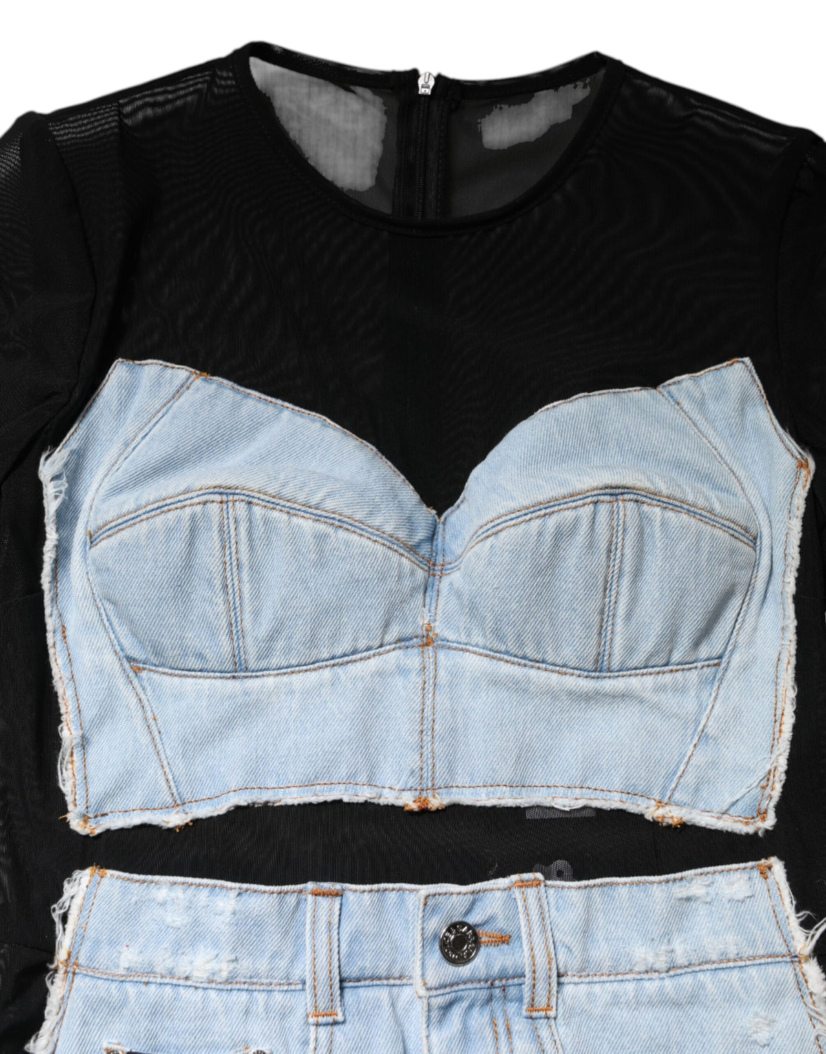Indulge in the exquisite Dolce & Gabbana Black Blue Long Sleeves Denim Mini Dress, where luxurious craftsmanship meets sophisticated allure for the discerning individual.