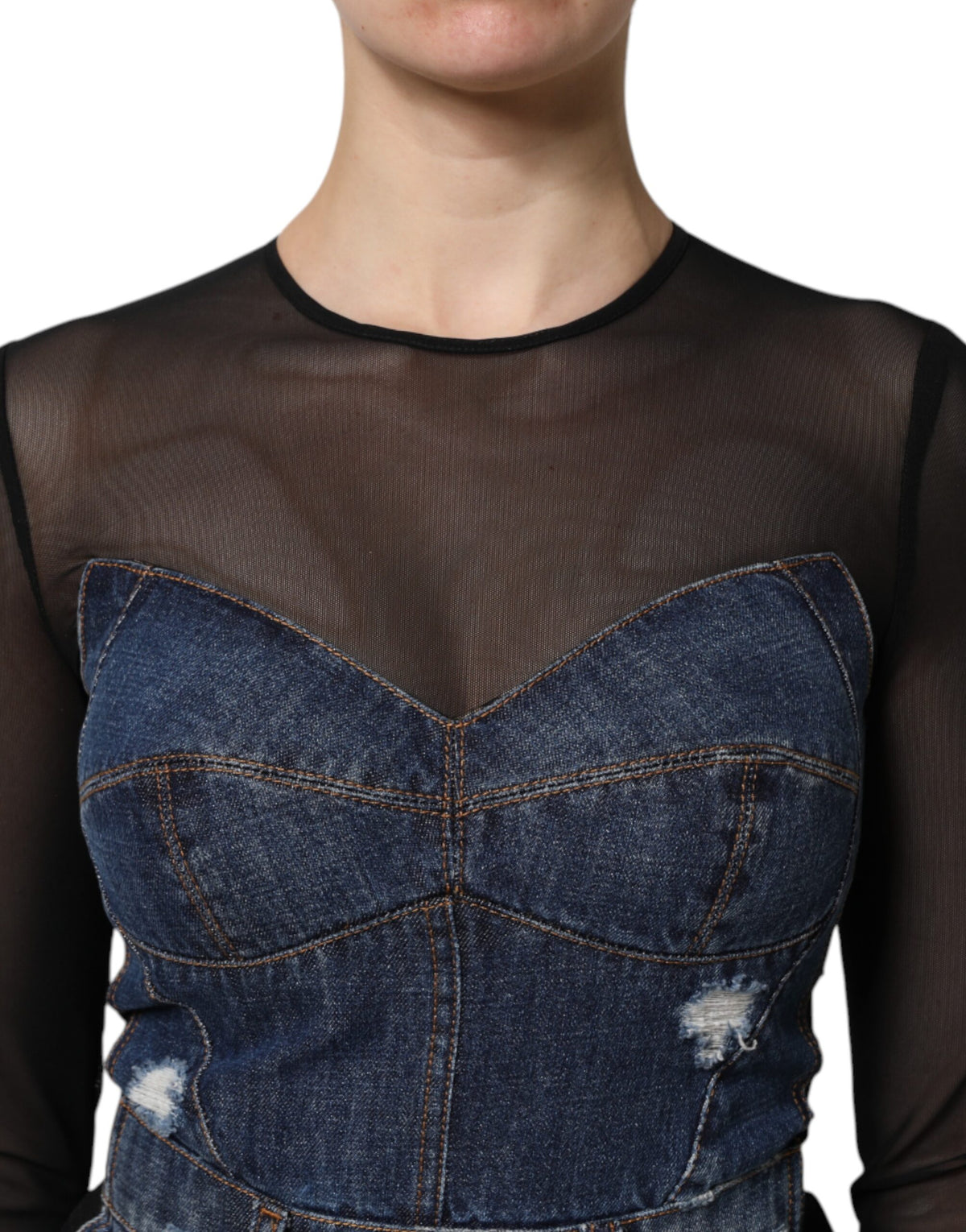 Indulge in the exquisite Dolce & Gabbana Black Blue Long Sleeves Denim Mini Dress, where luxurious craftsmanship meets timeless elegance, perfect for any sophisticated occasion.