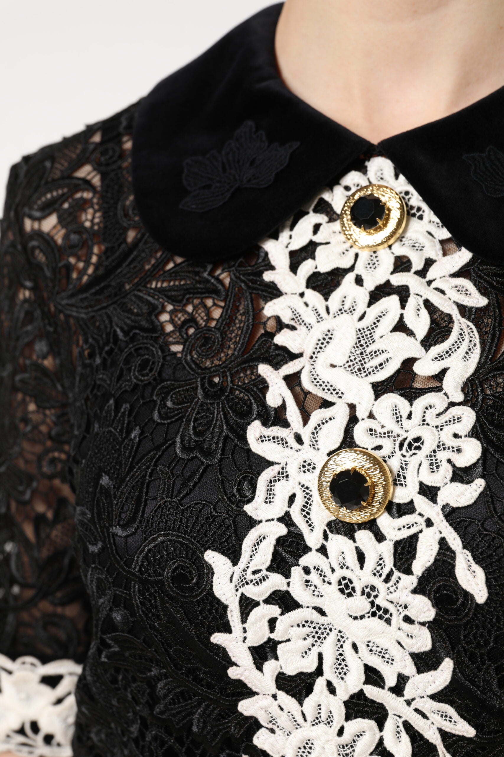Dolce & Gabbana Black Floral Lace Embellished Mini Dress