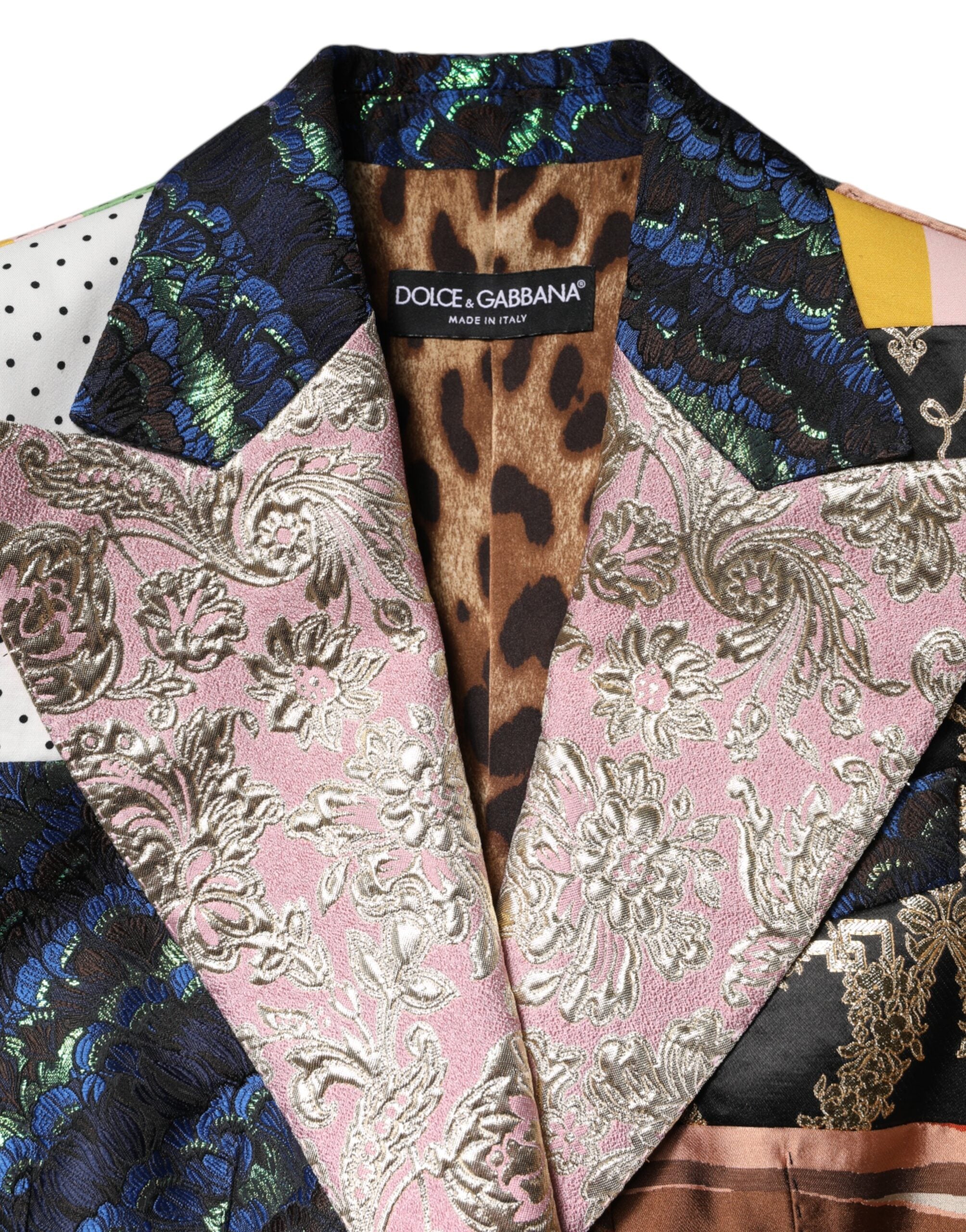 Elevate your wardrobe with the Dolce & Gabbana Multicolor Floral Patchwork Jacquard Jacket, a masterpiece of Italian craftsmanship that embodies luxury and artistic flair.