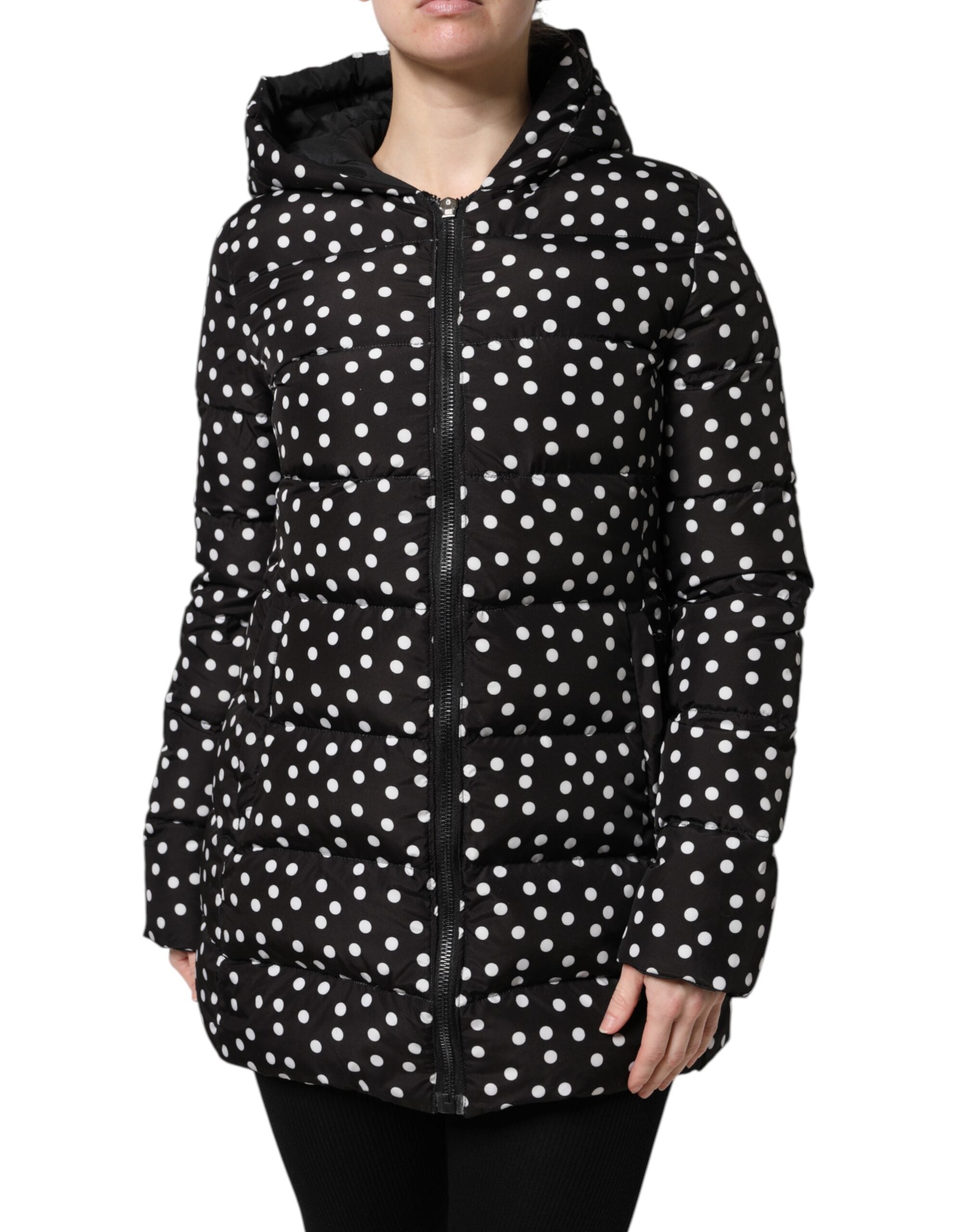 Dolce & Gabbana Black Puffer Hooded Zip Reversible Jacket