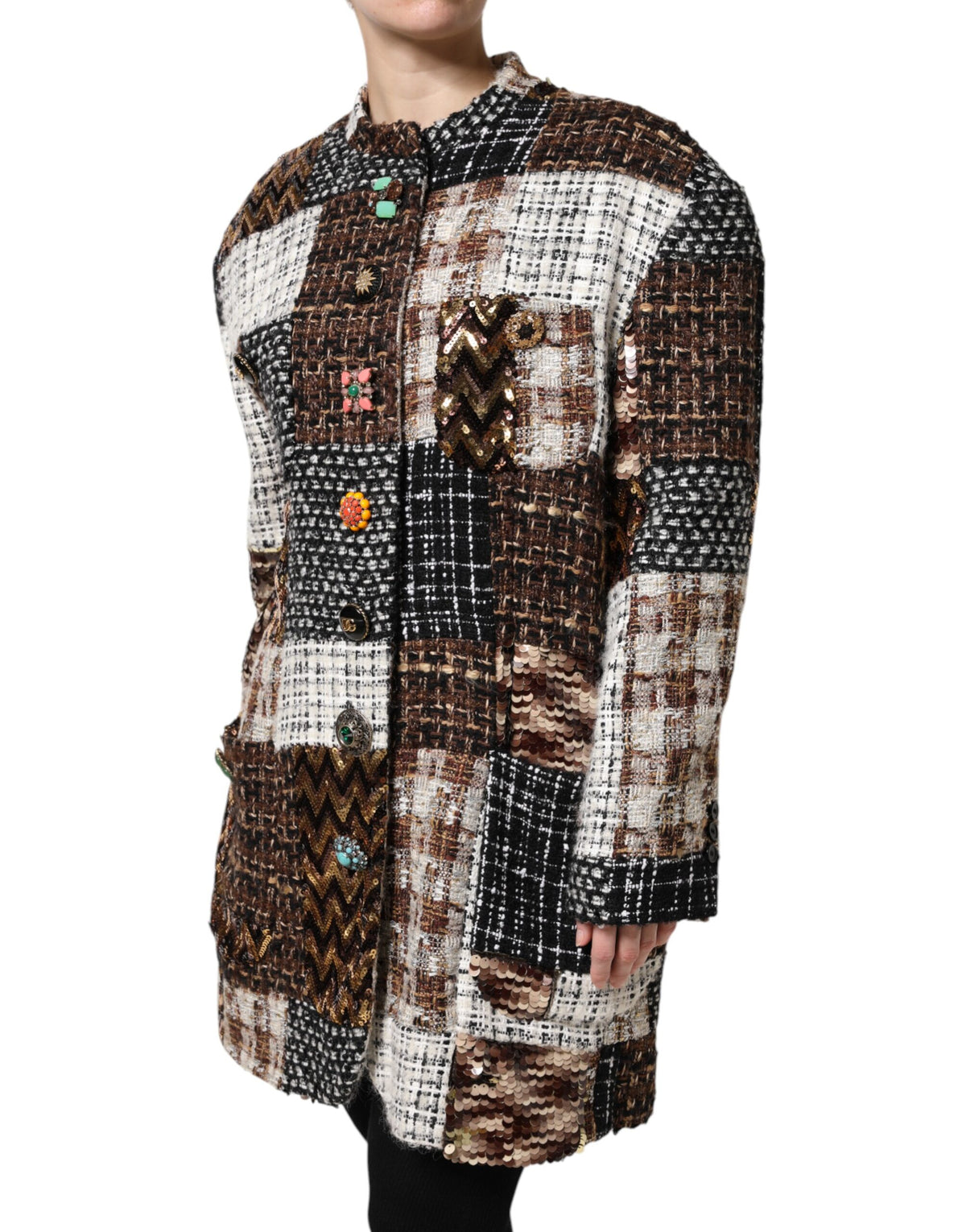 Indulge in the exquisite Dolce & Gabbana Multicolor Patchwork Button Down Jacket, a masterpiece of luxurious craftsmanship and timeless elegance, perfect for the discerning individual.