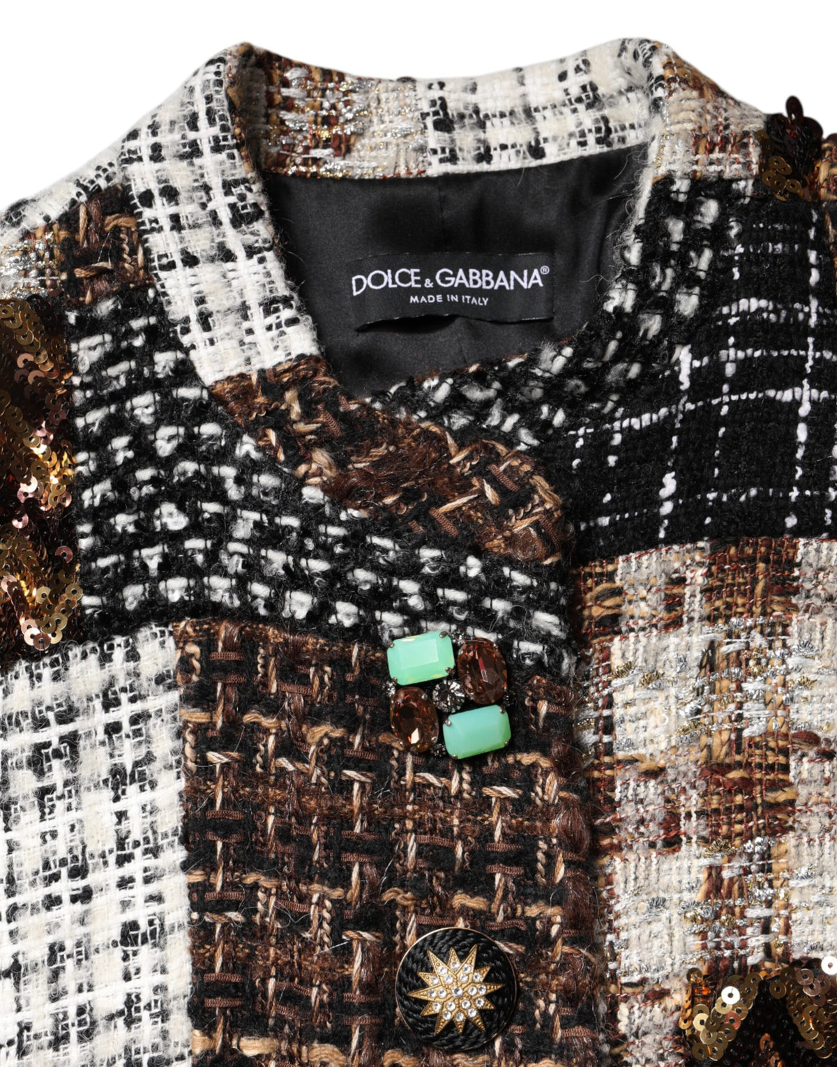 Indulge in the exquisite Dolce & Gabbana Multicolor Patchwork Button Down Jacket, a masterpiece of luxurious craftsmanship, perfect for those who embody elegance and sophistication.