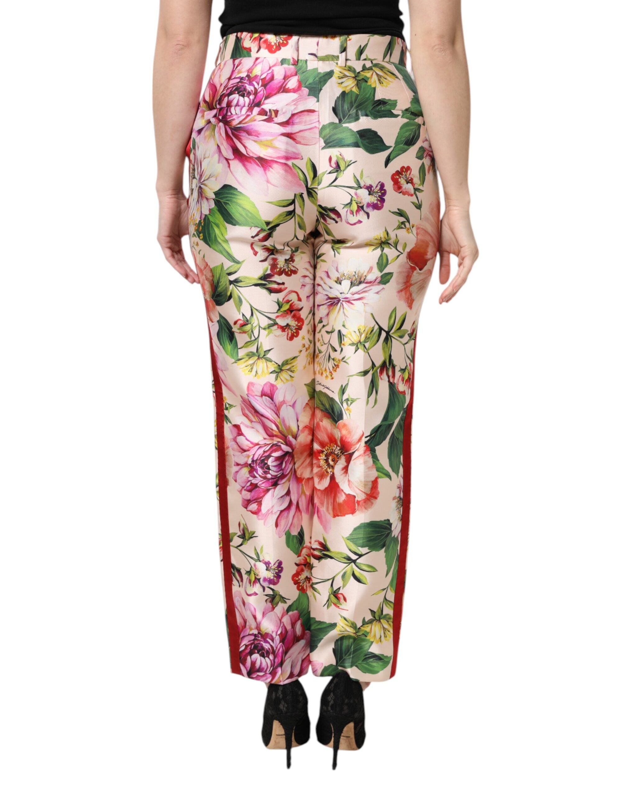 Dolce & Gabbana Multicolor Floral High Waist Straight Pants Couture