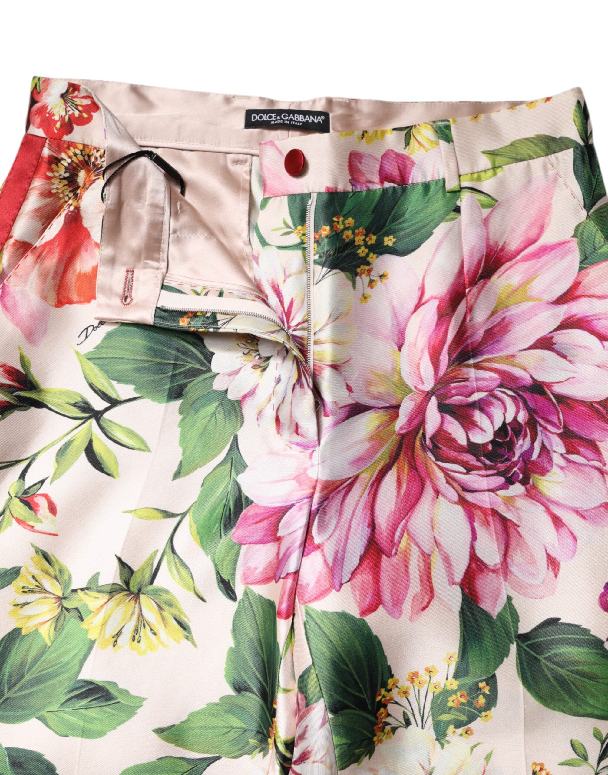Dolce & Gabbana Floral Silk High Waist Pants - Luxury Fashion