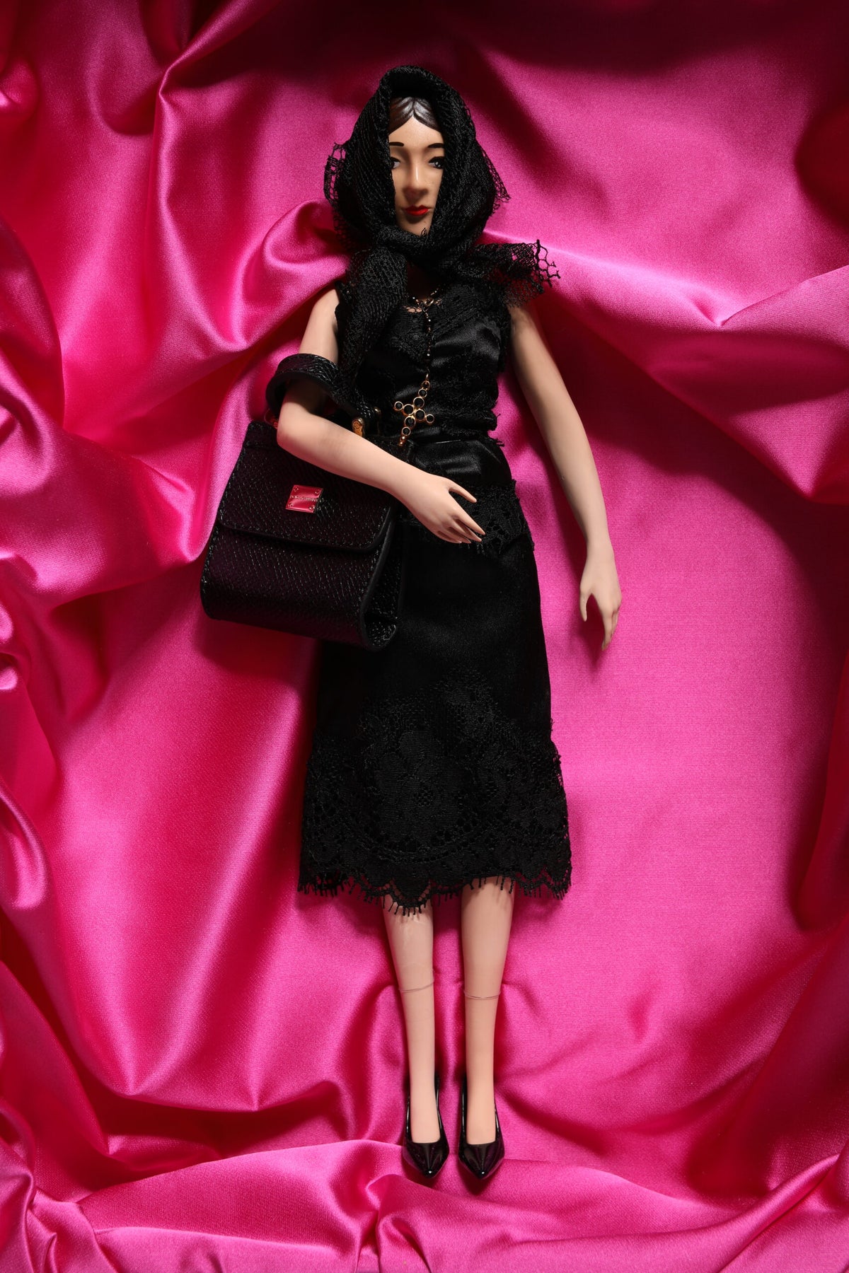 Dolce & Gabbana ROSA Couture Doll in Silk and Exotic Leather