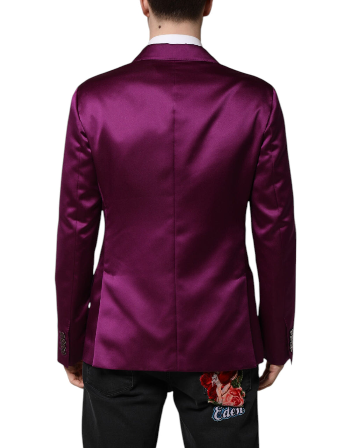 Experience the allure of the Dolce & Gabbana Purple Double Breasted Men Suit Coat Blazer, crafted from premium materials to embody sophistication and timeless elegance.