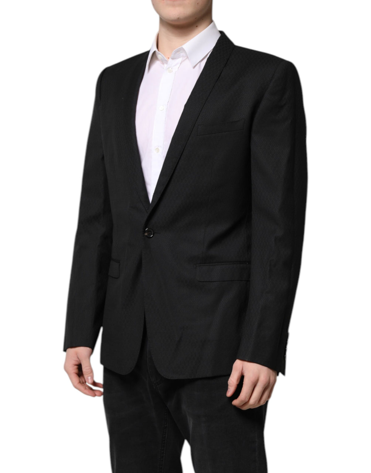 Indulge in the Dolce & Gabbana Black GOLD Single Breasted Suit Coat Blazer, a masterpiece of 100% virgin wool, embodying timeless elegance and exquisite Italian craftsmanship for the discerning individual.