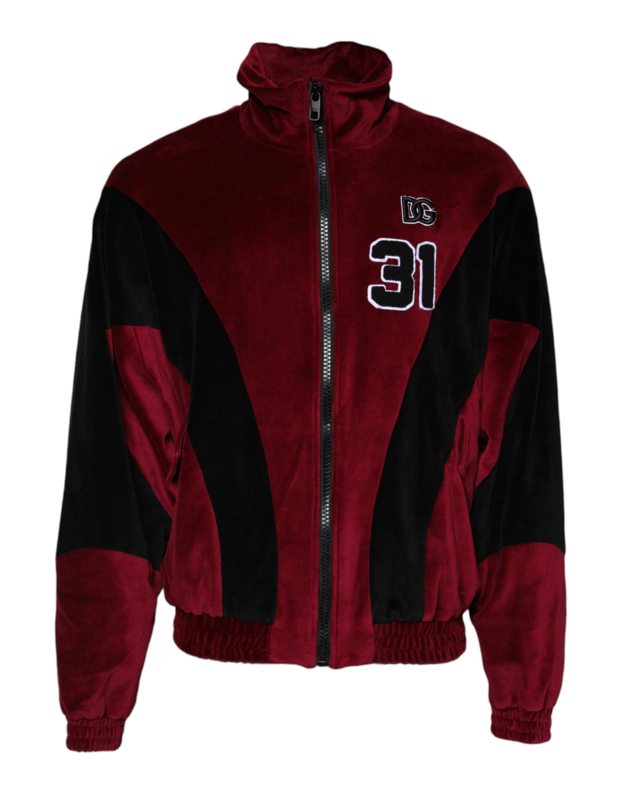 Elevate your style with the Dolce & Gabbana Red Black Cotton Logo FullZip Bomber Jacket, a masterpiece of Italian craftsmanship blending luxury and comfort.
