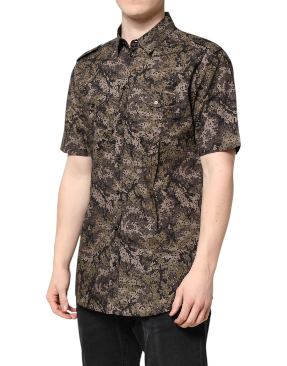 Dolce & Gabbana Multicolor Camouflage Button Down Shirt, Luxury Fashion