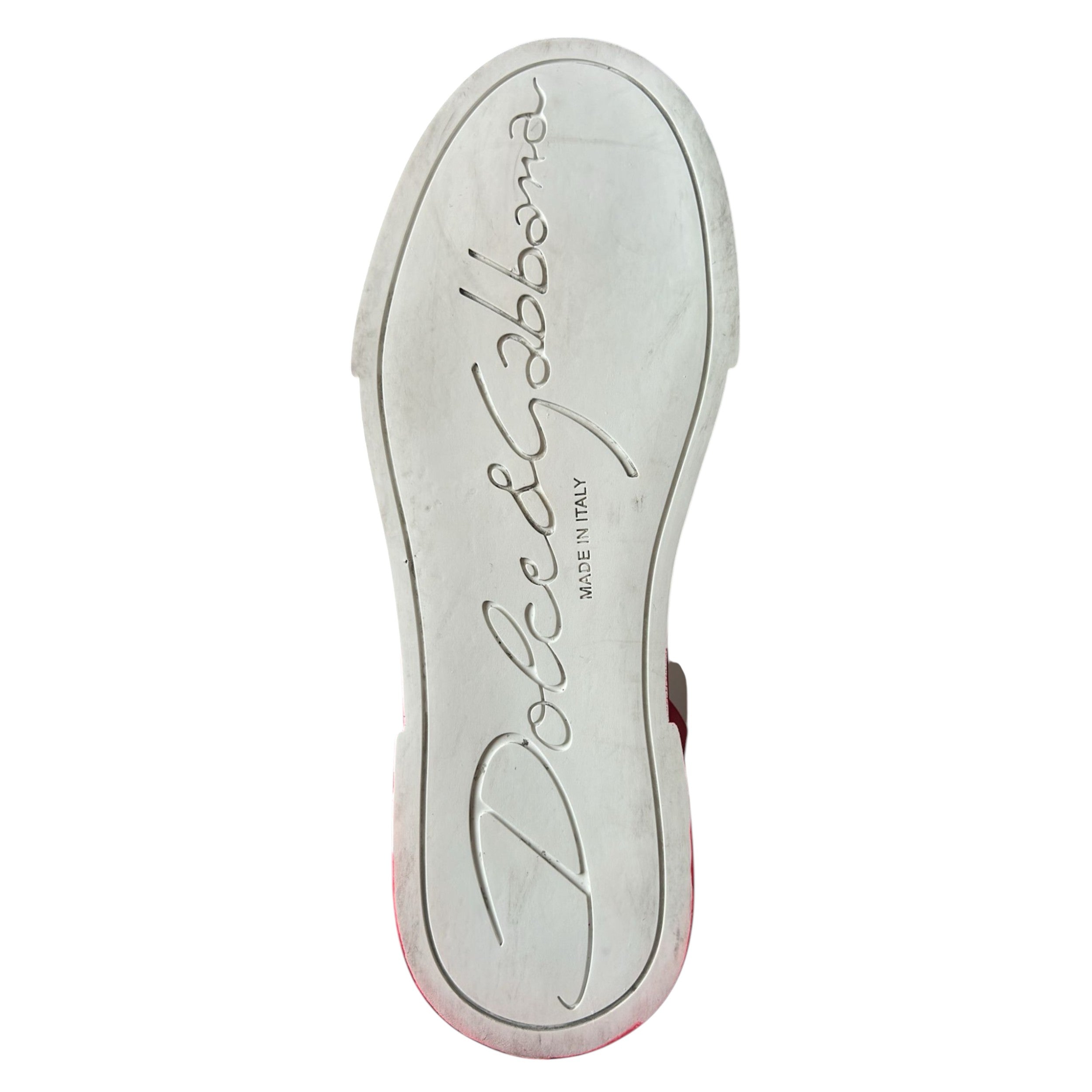 Dolce & Gabbana White Red Logo Portofino Sneakers Shoes