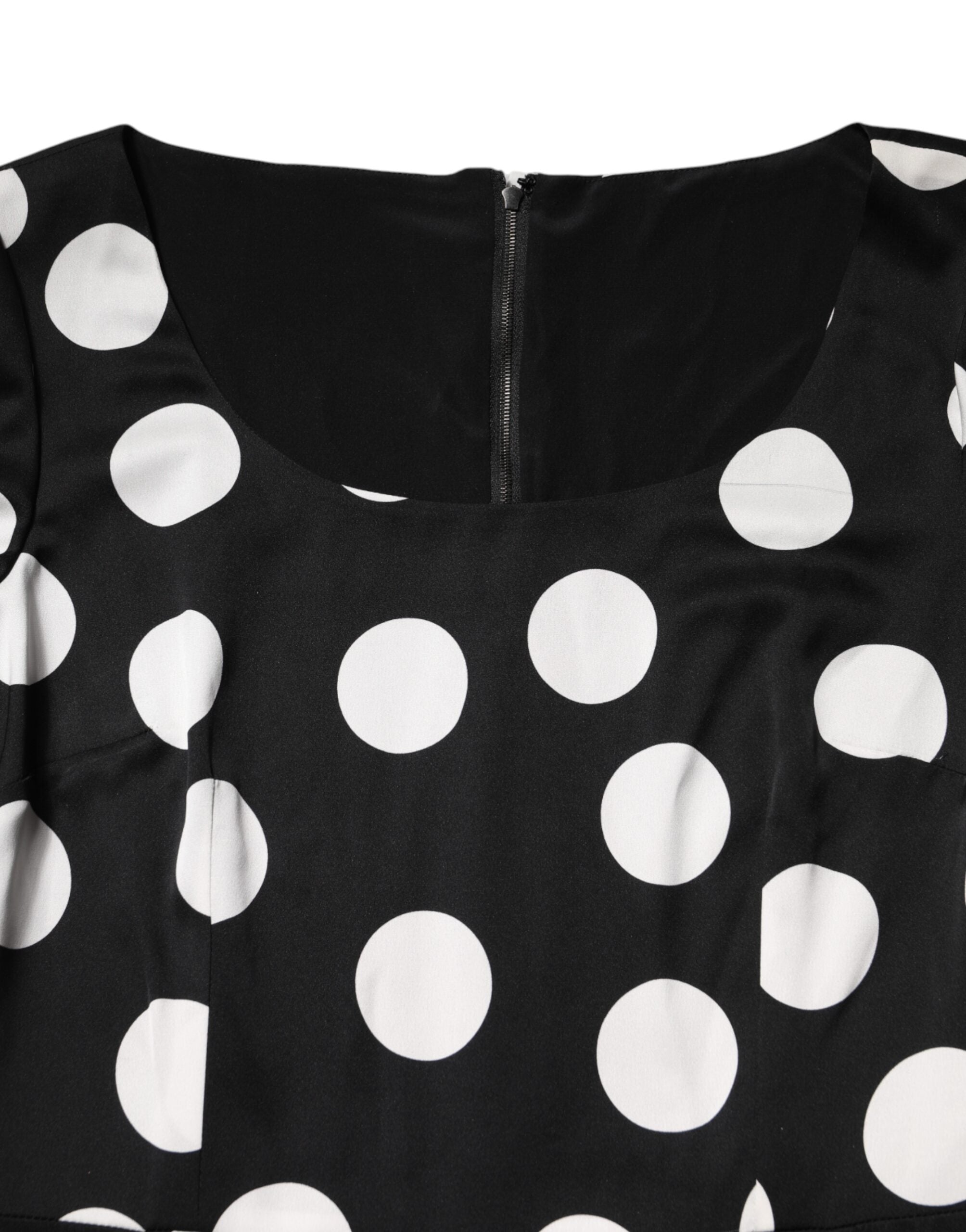Dolce & Gabbana Black White Polka Dot Sheath Midi Dress