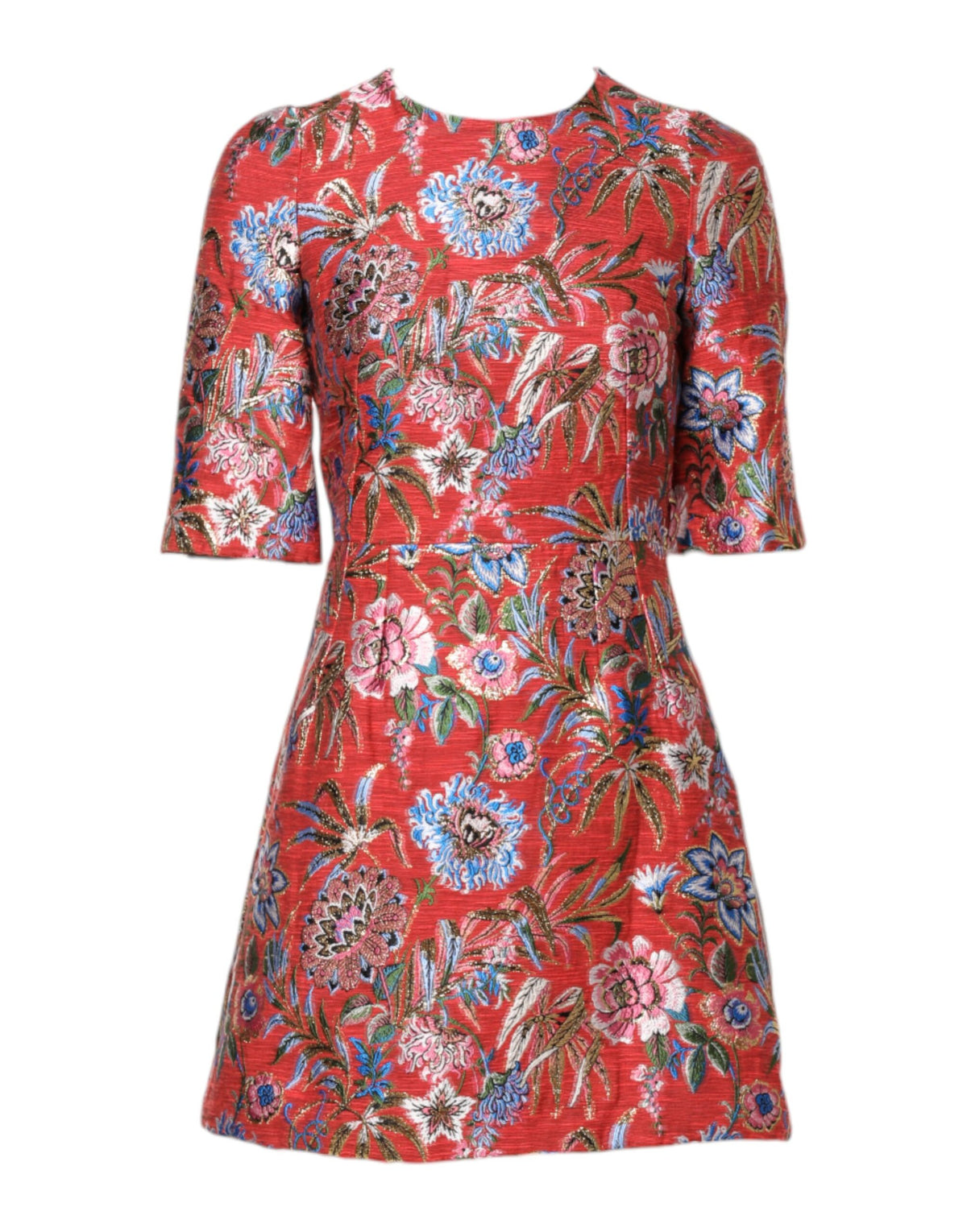 Discover the Dolce & Gabbana Red Floral Jacquard A-line Mini Dress, a masterpiece of Italian craftsmanship that exudes elegance and sensuality for unforgettable moments.