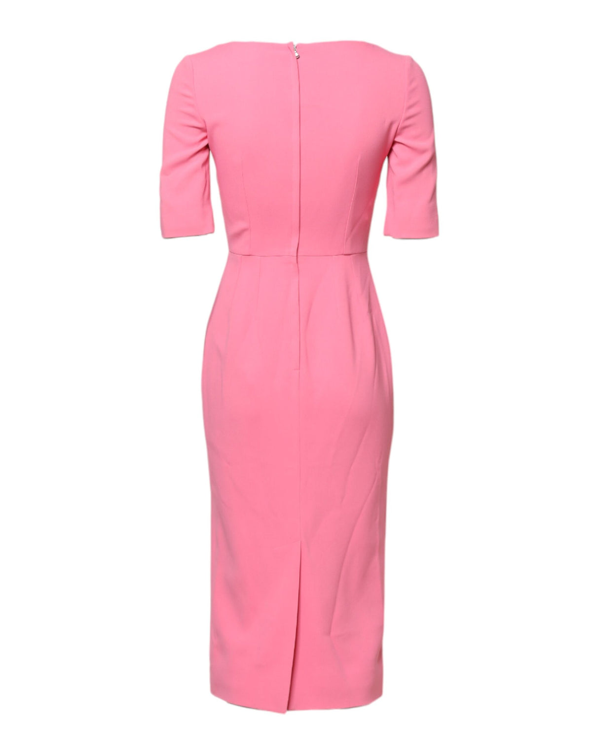 Indulge in the exquisite allure of the Dolce & Gabbana Pink Viscose Short Sleeve Sheath Midi Dress, a masterpiece of Italian craftsmanship that embodies timeless elegance and sensual sophistication.