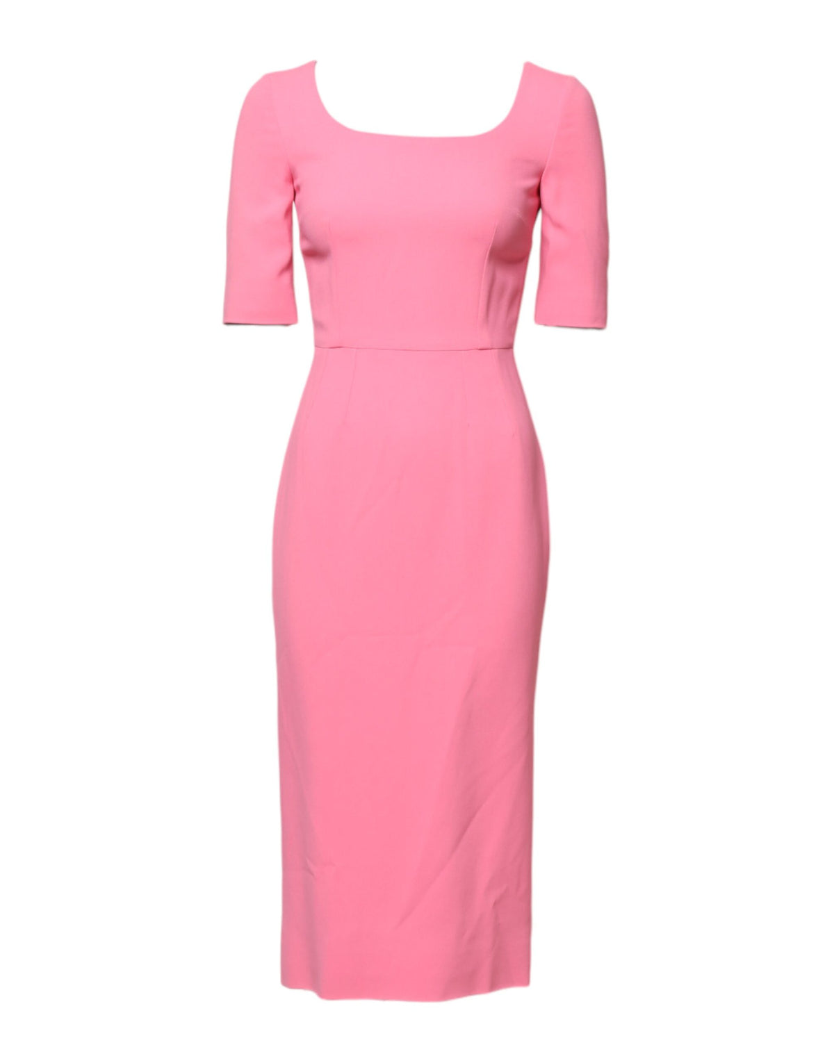 Indulge in the exquisite Dolce & Gabbana Pink Viscose Short Sleeve Sheath Midi Dress, a timeless masterpiece crafted in Italy, embodying luxury and sensual elegance.