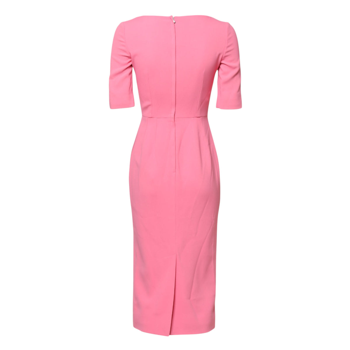 Indulge in the exquisite allure of the Dolce & Gabbana Pink Viscose Short Sleeve Sheath Midi Dress, where luxurious silk lining meets impeccable Italian craftsmanship for a timeless statement.