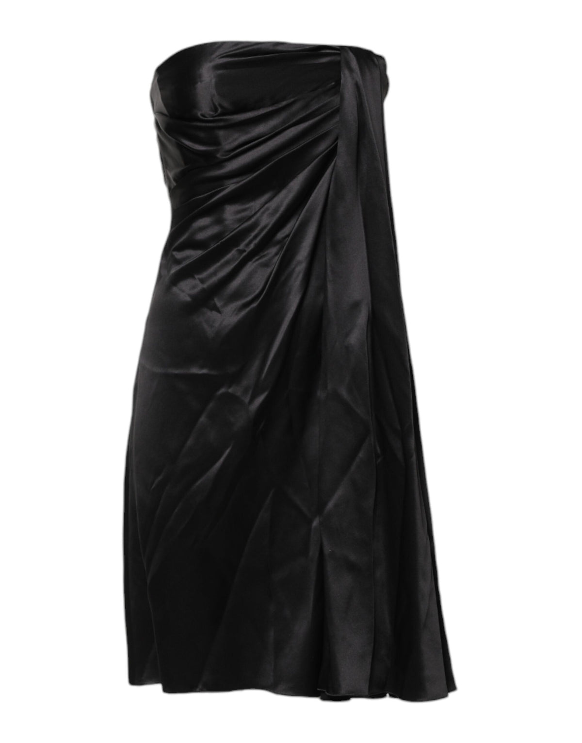 Indulge in the exquisite allure of the Dolce & Gabbana Black Strapless Sheath A-line Mini Dress, crafted from luxurious silk for timeless elegance and effortless sophistication.