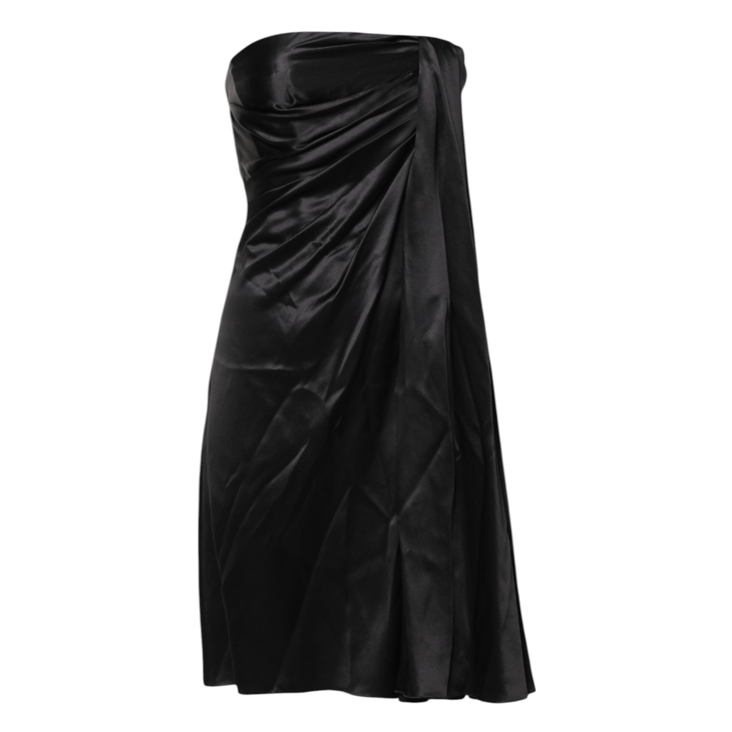 Indulge in the allure of the Dolce & Gabbana Black Strapless Sheath A-line Mini Dress, a masterpiece of silk craftsmanship that embodies timeless elegance and sophistication.