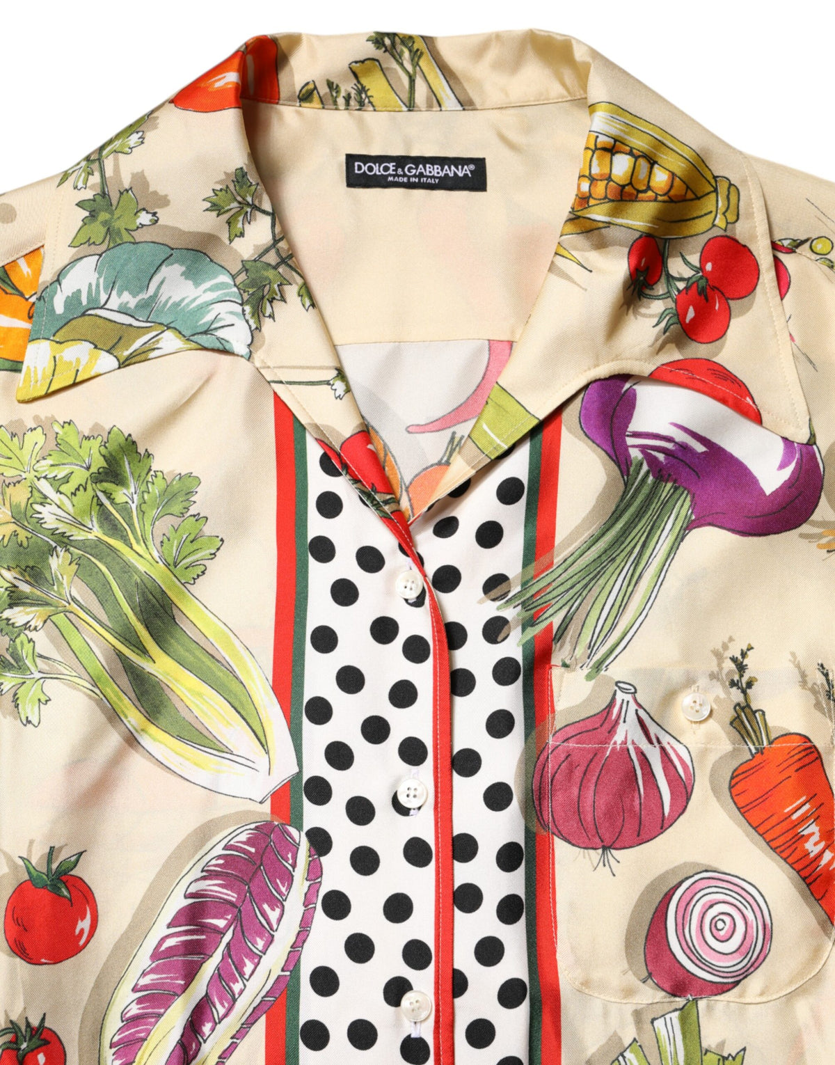 Discover the exquisite Dolce & Gabbana Multicolor Vegetables Silk Long Sleeves Top, a testament to Italian craftsmanship that elevates your elegance and allure.