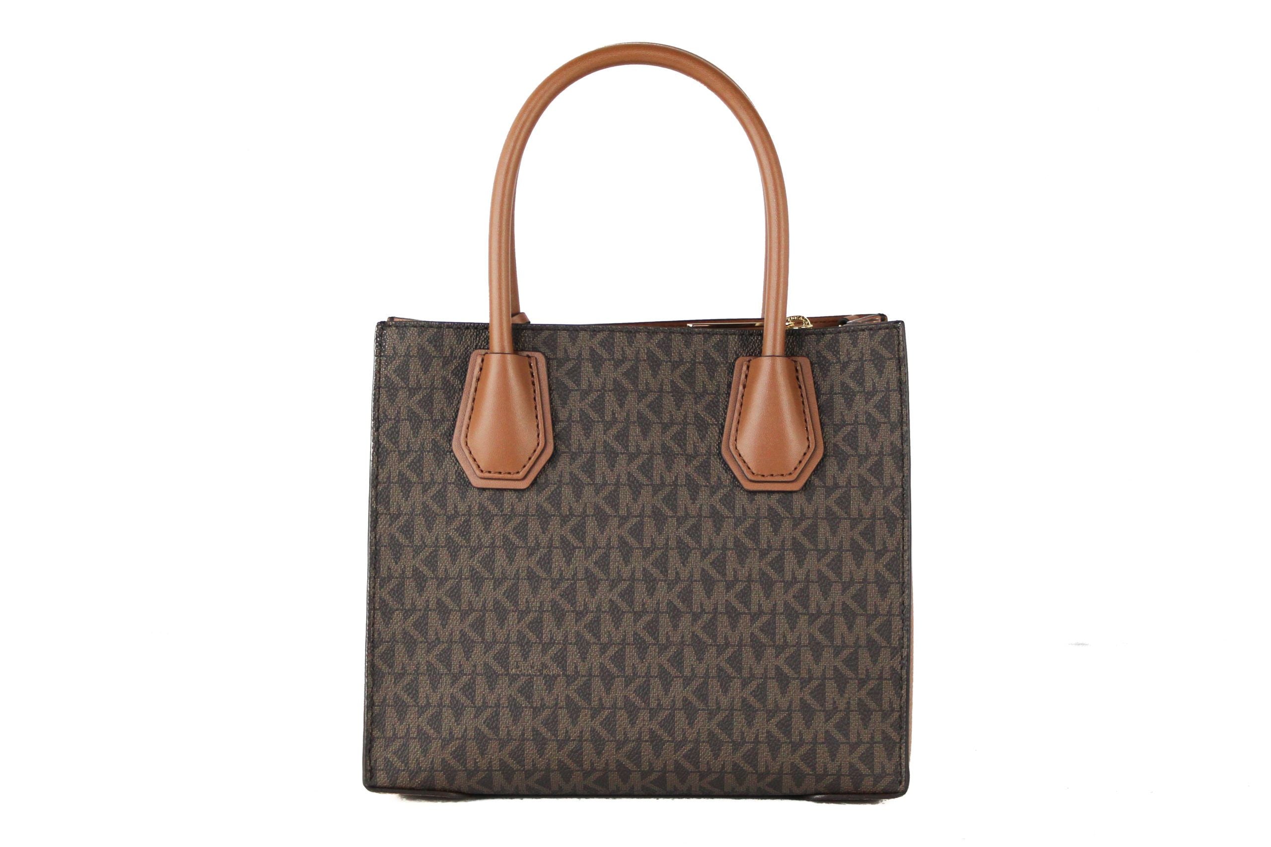 Michael Kors Mercer Medium Leather Messenger Crossbody Handbag (Brown Signature) - DEA STILOSA MILANO