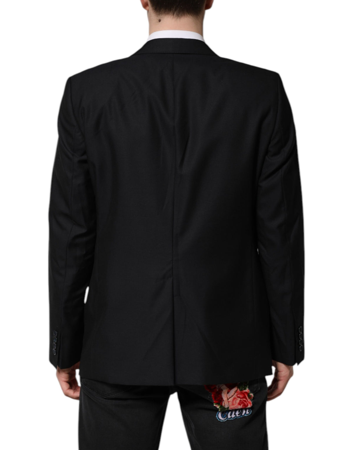 Indulge in the exquisite Dolce & Gabbana Dark Blue MARTINI Wool Blazer, a masterpiece of Italian craftsmanship blending luxurious virgin wool and silk for timeless elegance.