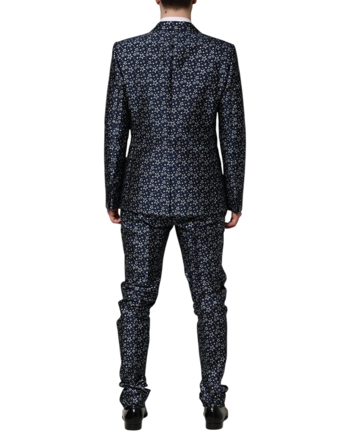 Elevate your style with the Dolce & Gabbana Blue MARTINI Star Jacquard 3 Piece Suit, a masterpiece of Italian craftsmanship that embodies luxury and sophistication.