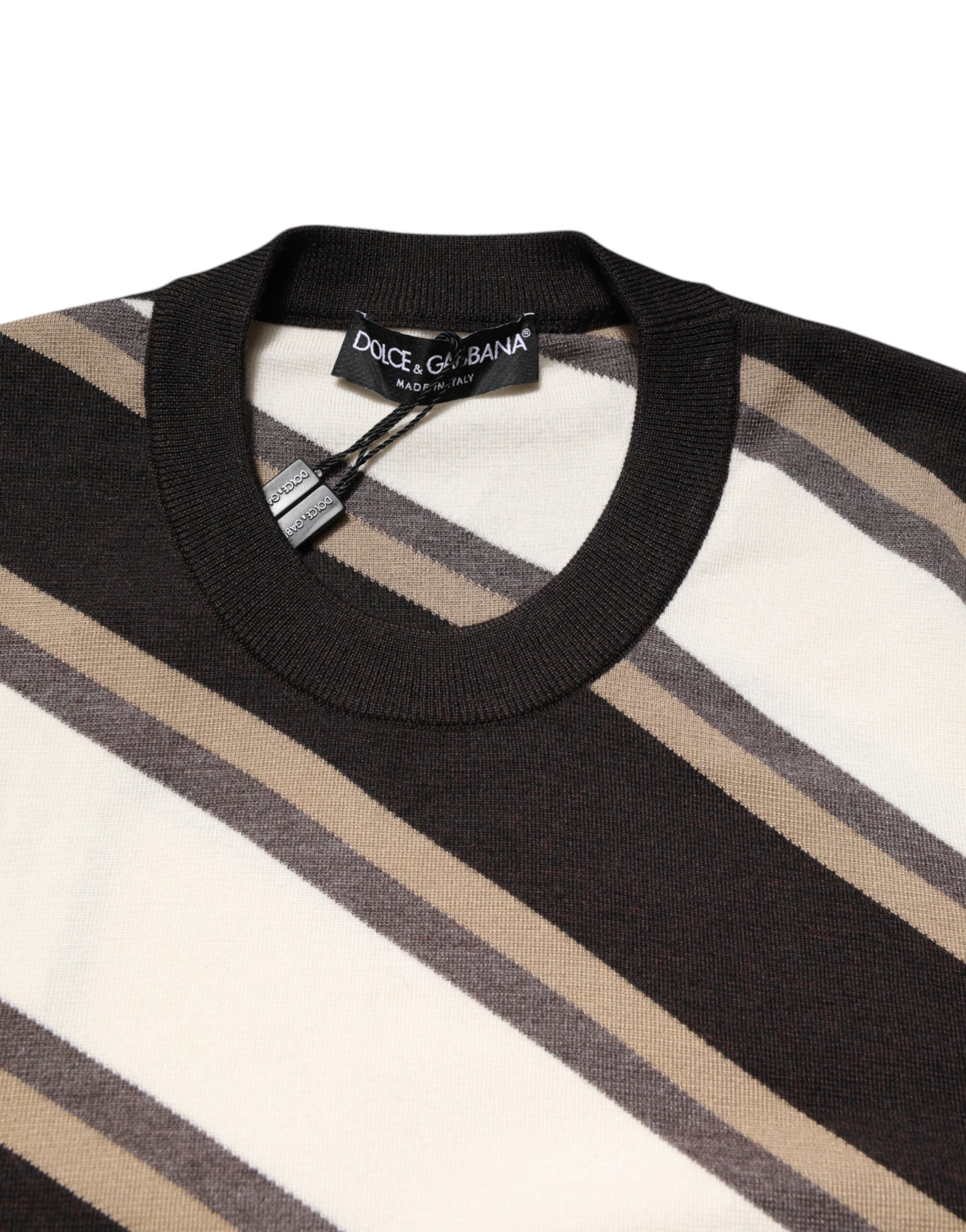Dolce & Gabbana Multicolor Stripes Crew Neck Pullover Sweater