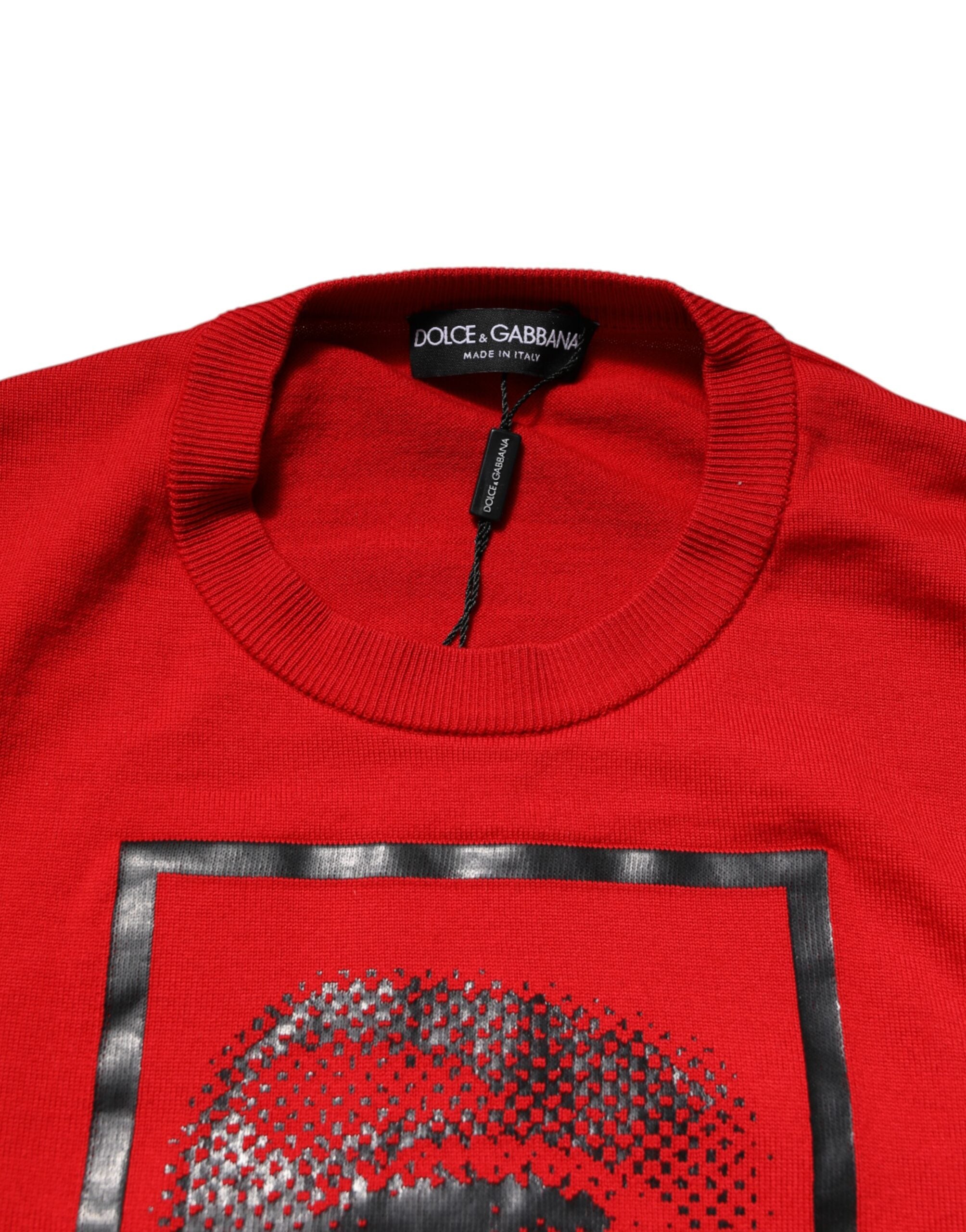 Dolce & Gabbana Red Eye Print Pullover Sweater - Luxury Elegance