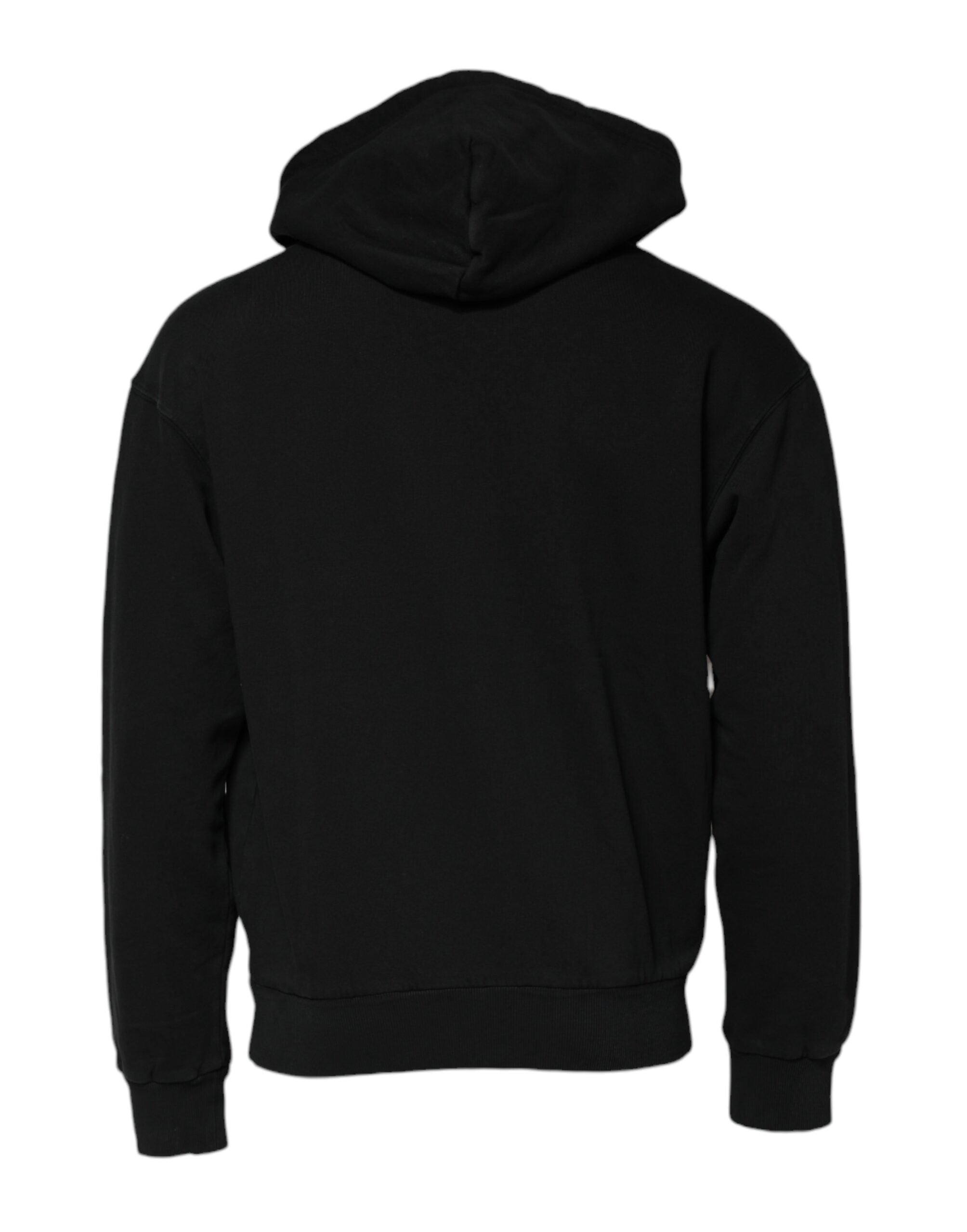 Elevate your wardrobe with the Dolce & Gabbana Black Logo Full Zip Hooded Sweatshirt, a luxurious blend of 100% cotton and timeless Italian craftsmanship.