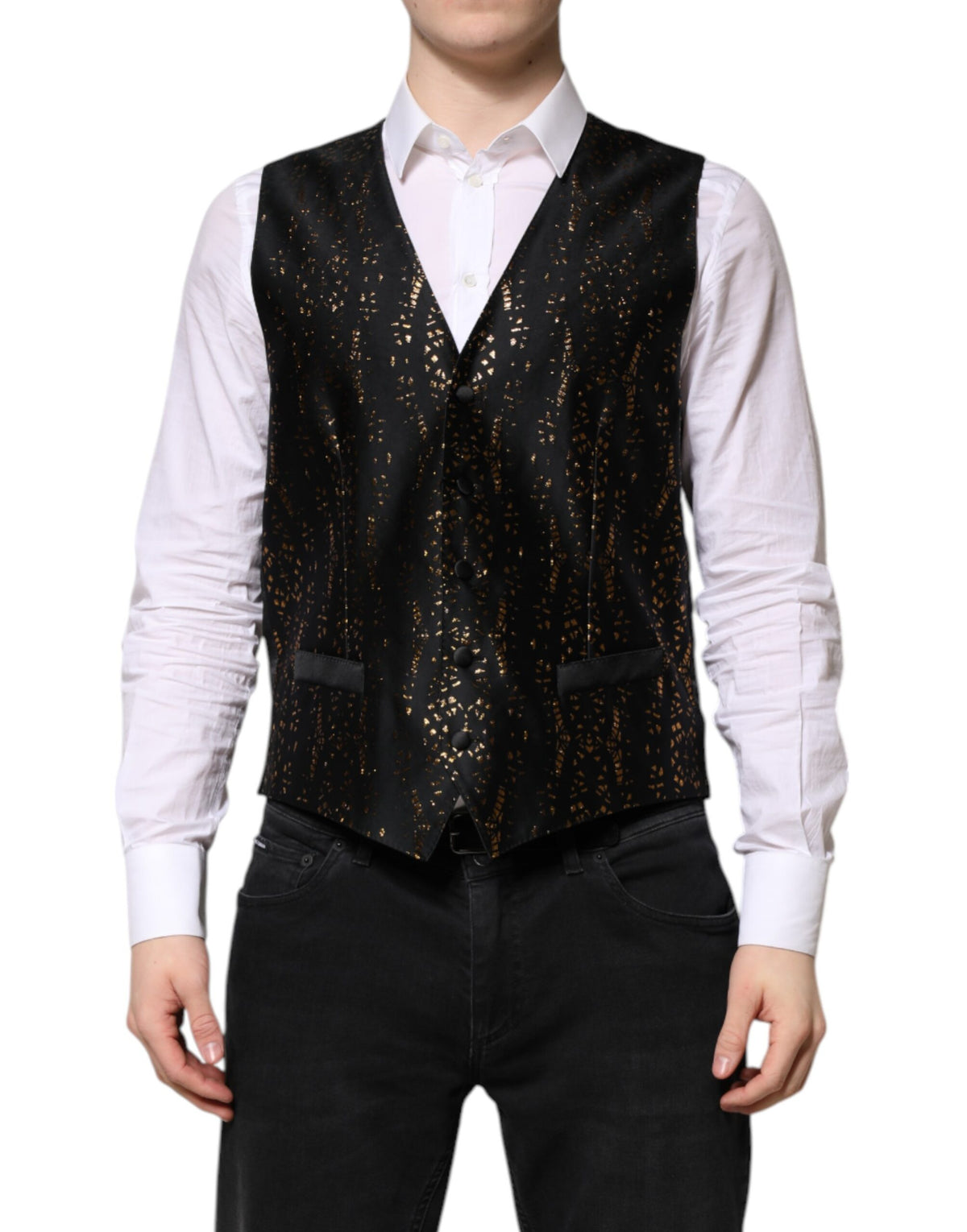 Dolce & Gabbana Black Lurex Waistcoat Vest - Timeless Luxury