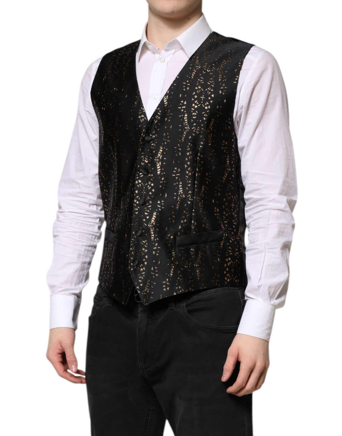 Dolce & Gabbana Black Lurex Waistcoat Vest - Timeless Elegance
