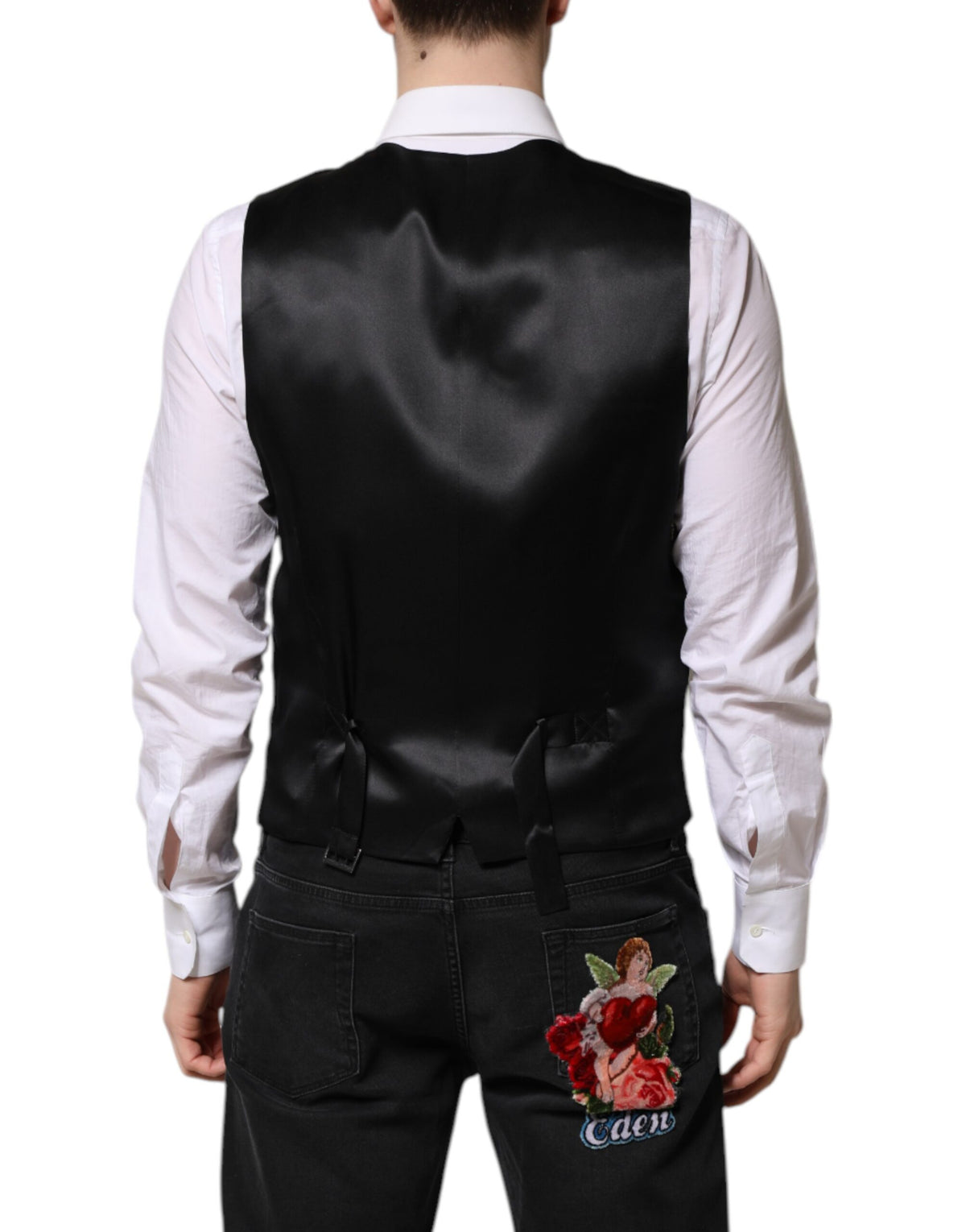 Dolce & Gabbana Black Lurex Waistcoat Vest - Timeless Elegance