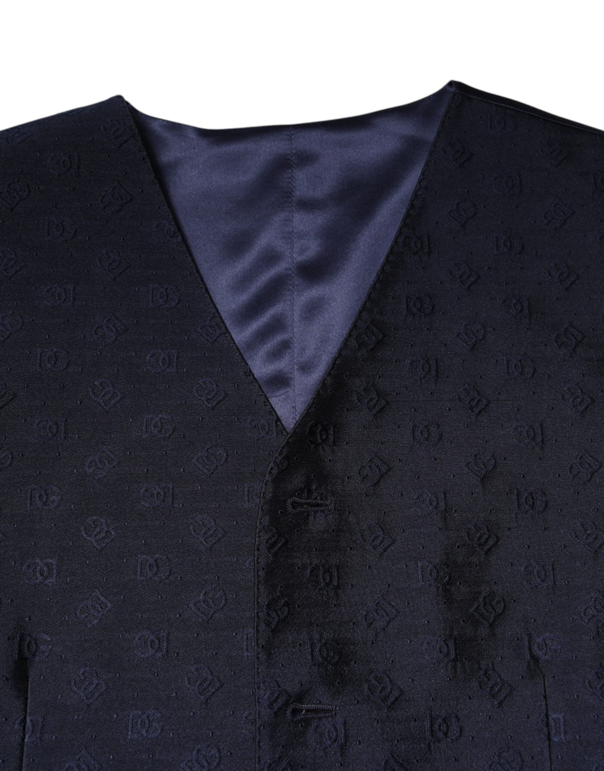 Dolce & Gabbana Dark Blue Logo Wool Waistcoat Vest - Couture