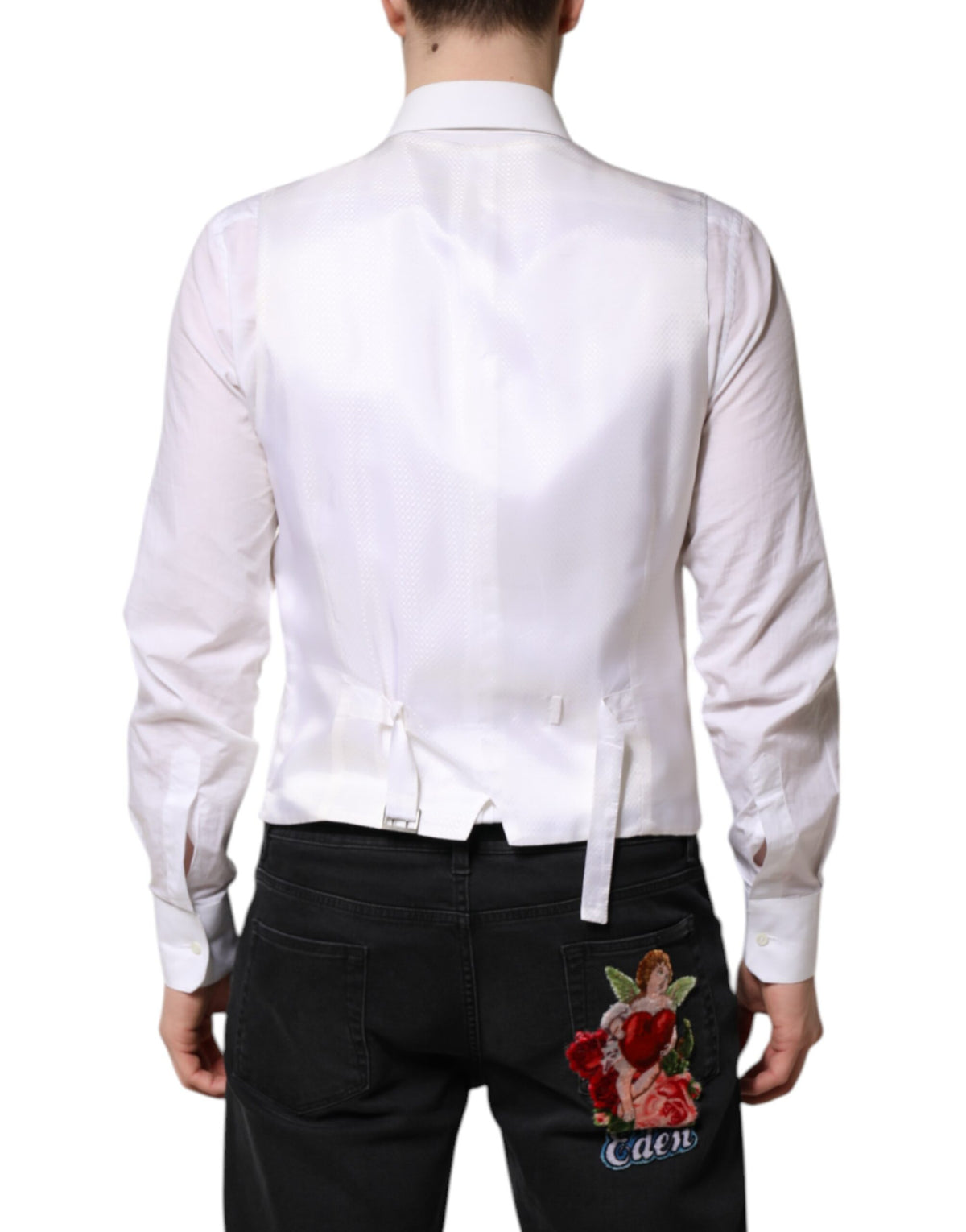 Dolce & Gabbana White Sequined Dress Waistcoat Vest Couture
