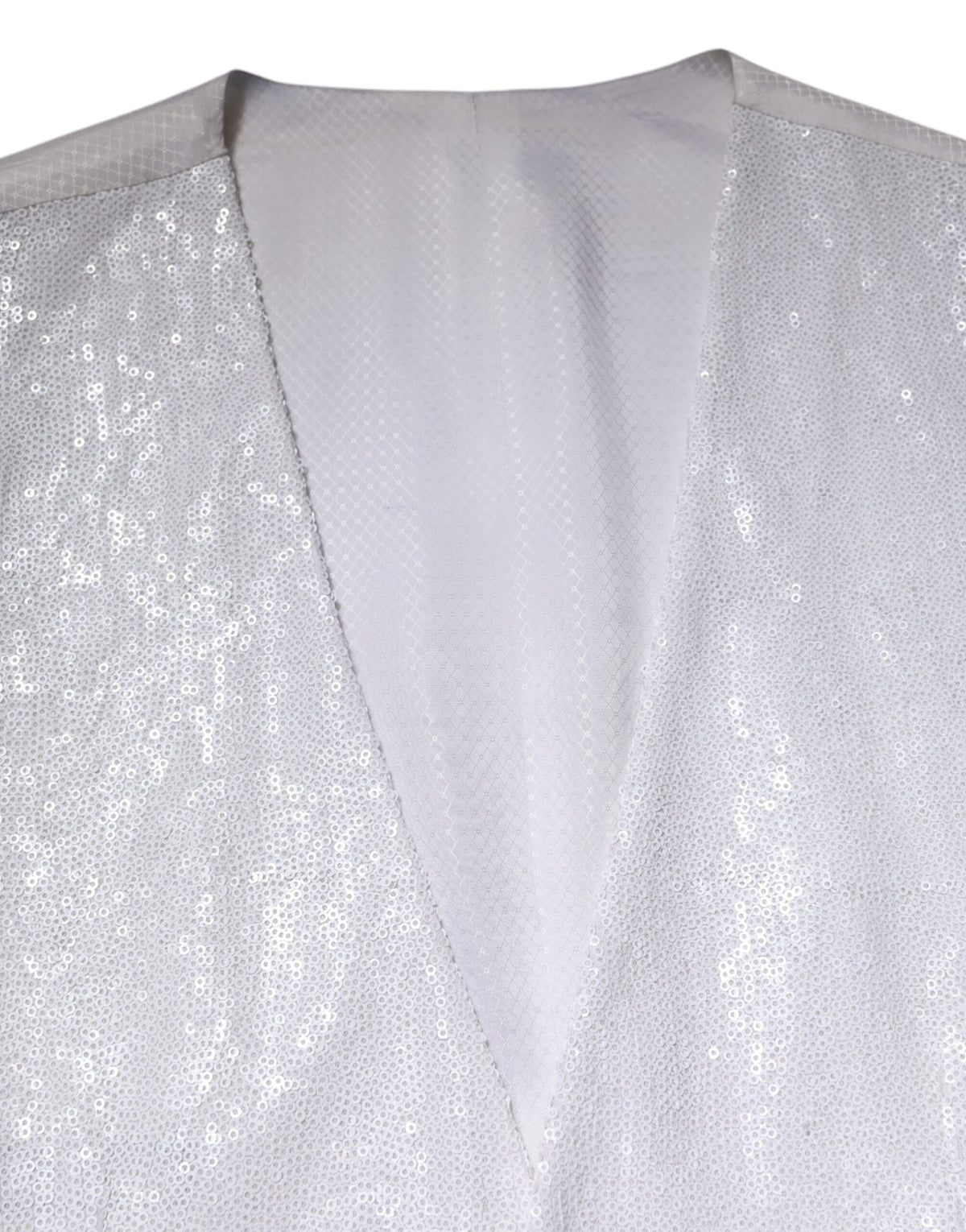 Dolce & Gabbana White Sequined Waistcoat Vest - Timeless Elegance