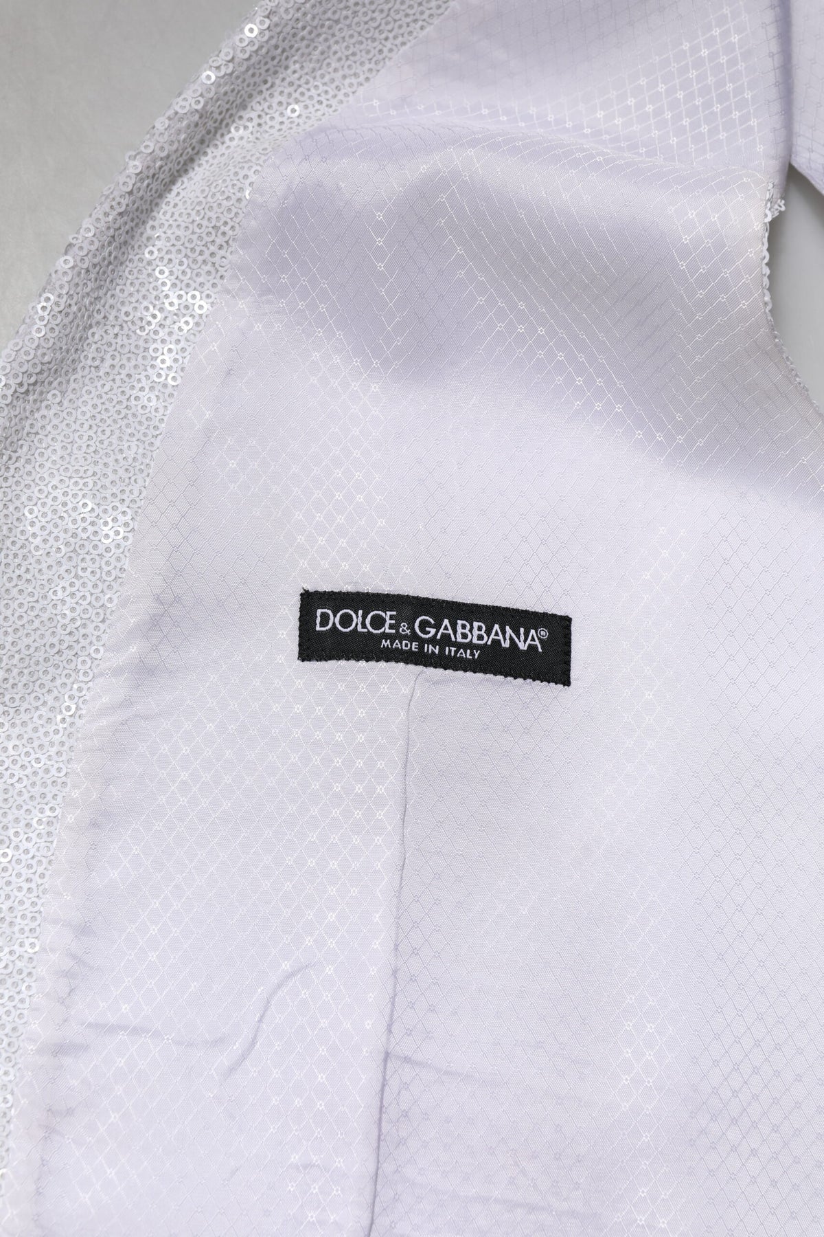 Dolce & Gabbana White Sequined Waistcoat Vest - Timeless Elegance