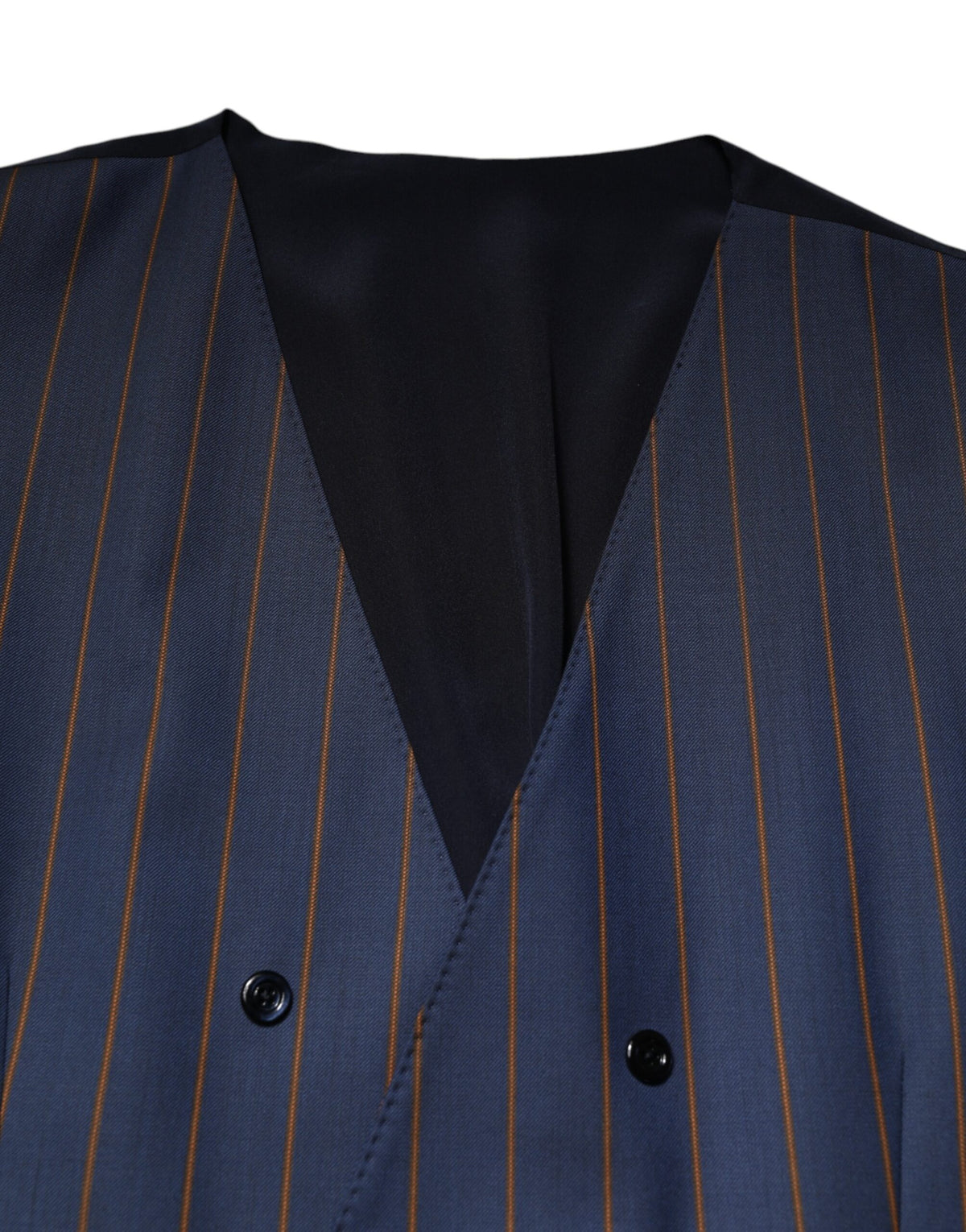 Indulge in the exquisite Dolce & Gabbana Blue Stripes Wool Formal Waistcoat Vest, crafted from 100% virgin wool, embodying luxury and sophistication for the discerning.