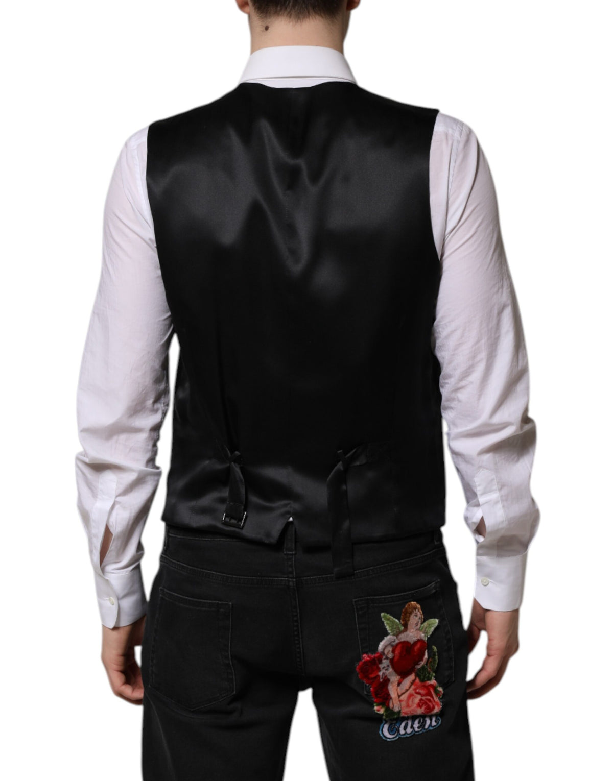 Elevate your style with the Dolce & Gabbana Dark Brown Dress Waistcoat Vest, crafted from a luxurious blend of silk and acetate, embodying timeless elegance and sophistication.