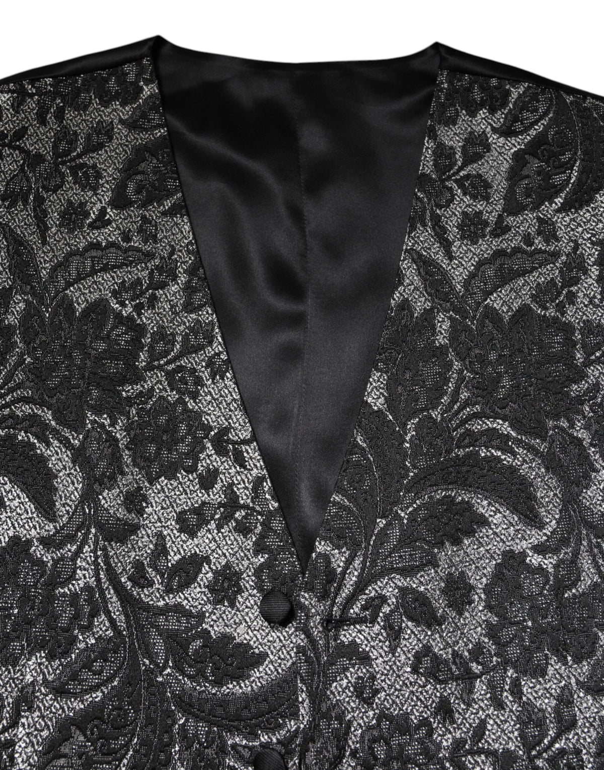 Dolce & Gabbana Black Gray Brocade Waistcoat Vest - Luxury Couture