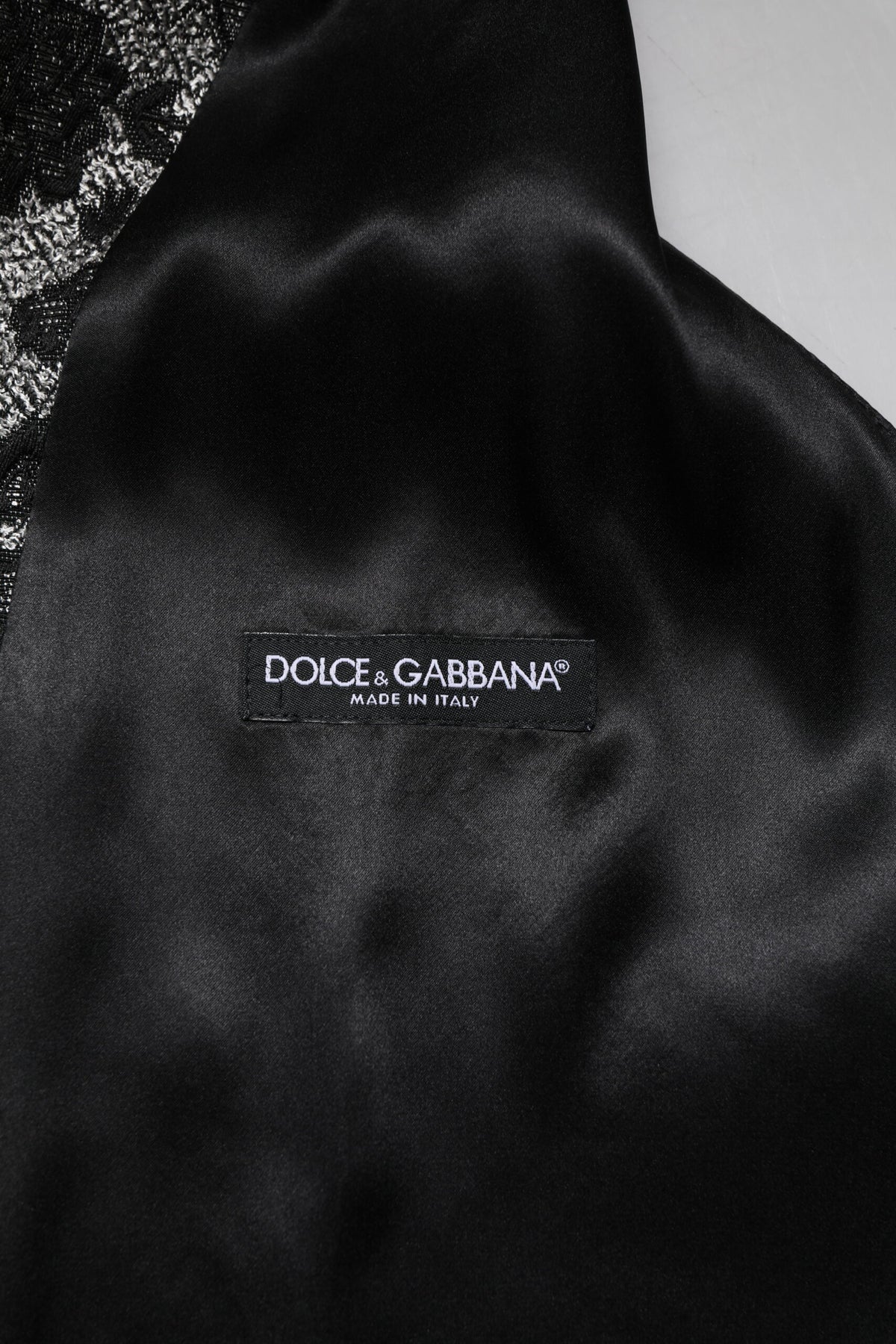 Dolce & Gabbana Black Gray Brocade Waistcoat Vest - Luxury Couture