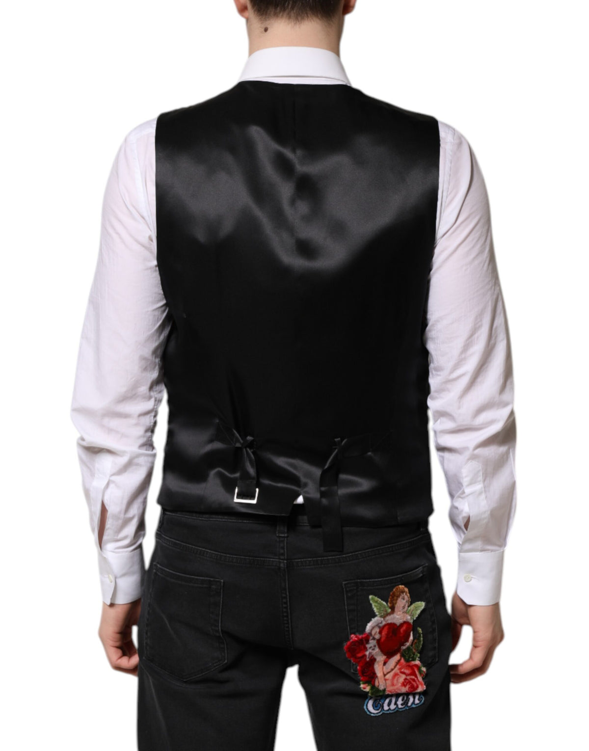 Dolce & Gabbana Red Floral Brocade Waistcoat Vest - Couture Elegance