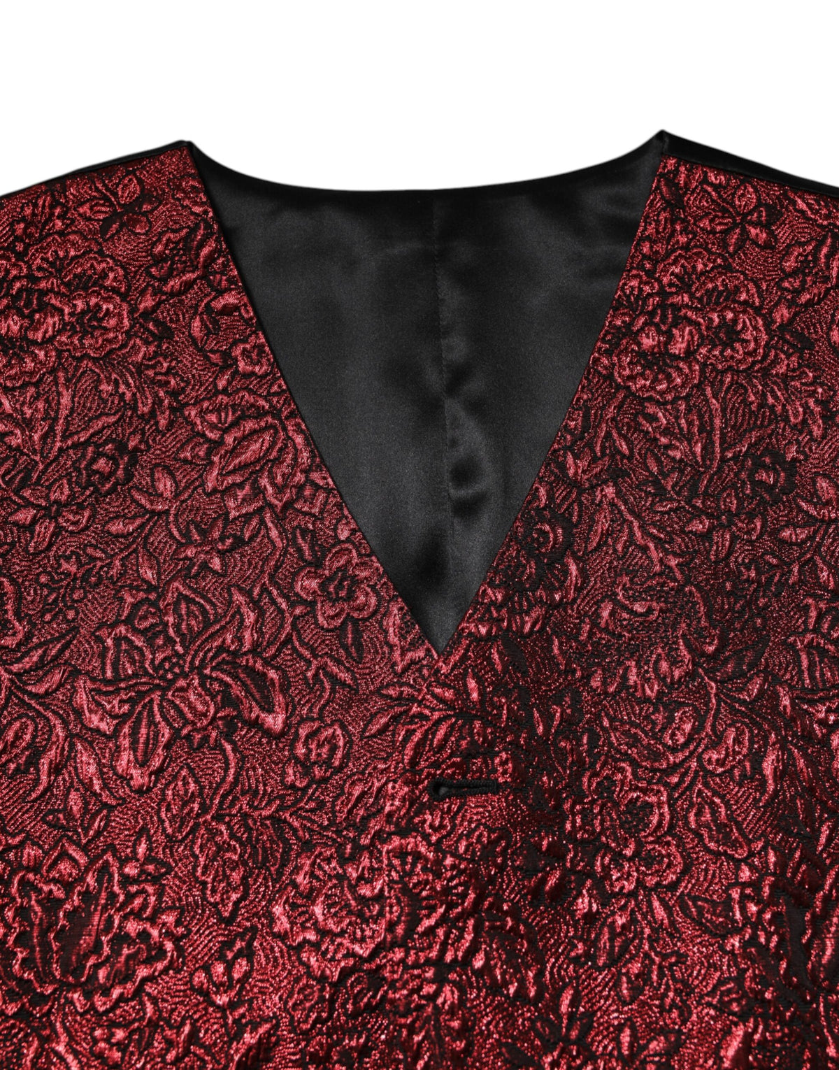 Dolce & Gabbana Red Floral Brocade Waistcoat Vest - Couture Elegance