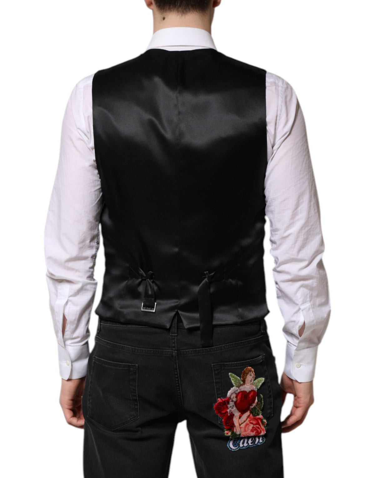 Elevate your elegance with the Dolce & Gabbana Red Floral Brocade Formal Waistcoat Vest, a masterpiece of Italian craftsmanship blending silk and polyester for timeless sophistication.