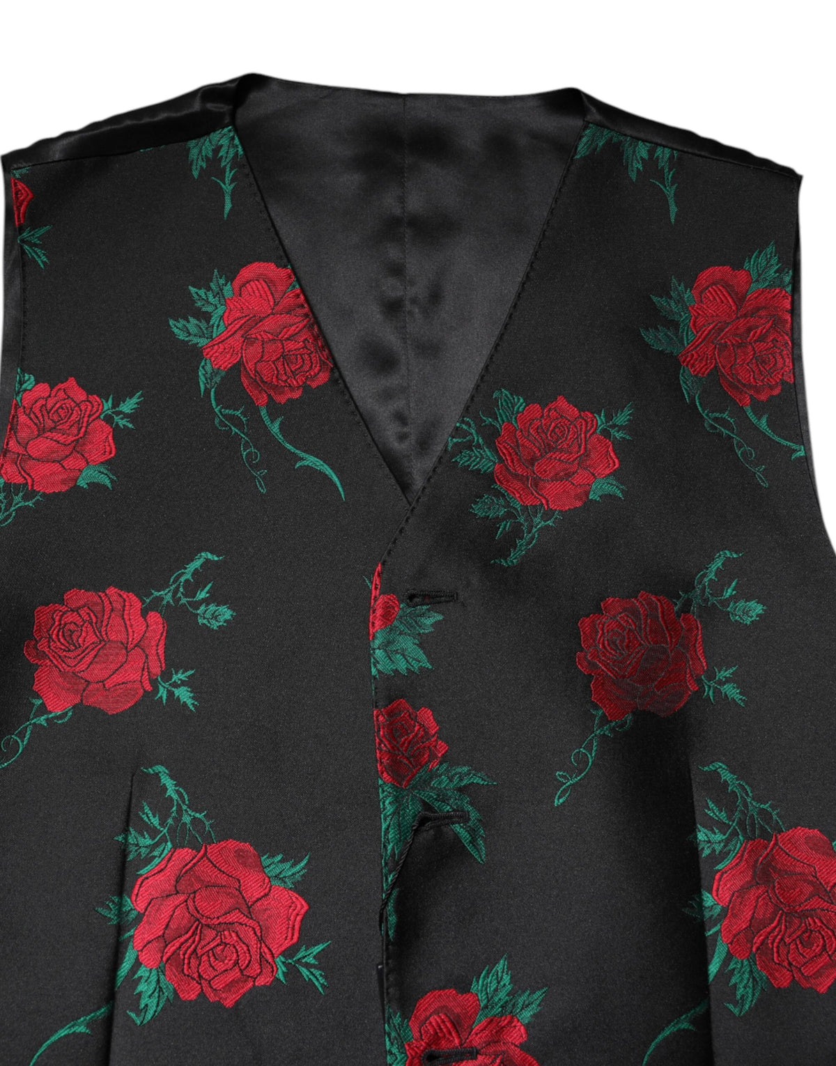 Indulge in the exquisite Dolce & Gabbana Red Floral Brocade Waistcoat Vest, a masterpiece of Italian craftsmanship, blending silk and polyester for unparalleled elegance.