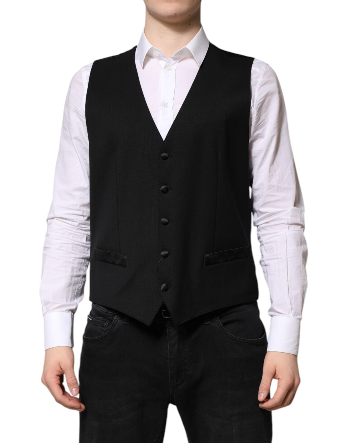 Dolce & Gabbana Black Wool Dress Waistcoat Vest - Timeless Elegance
