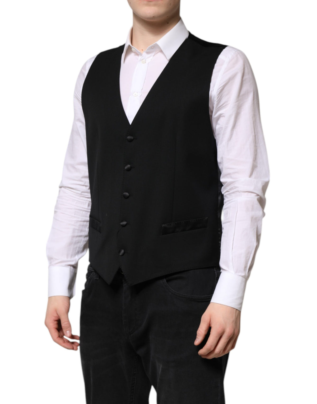 Dolce & Gabbana Black Wool Dress Waistcoat Vest - Timeless Elegance