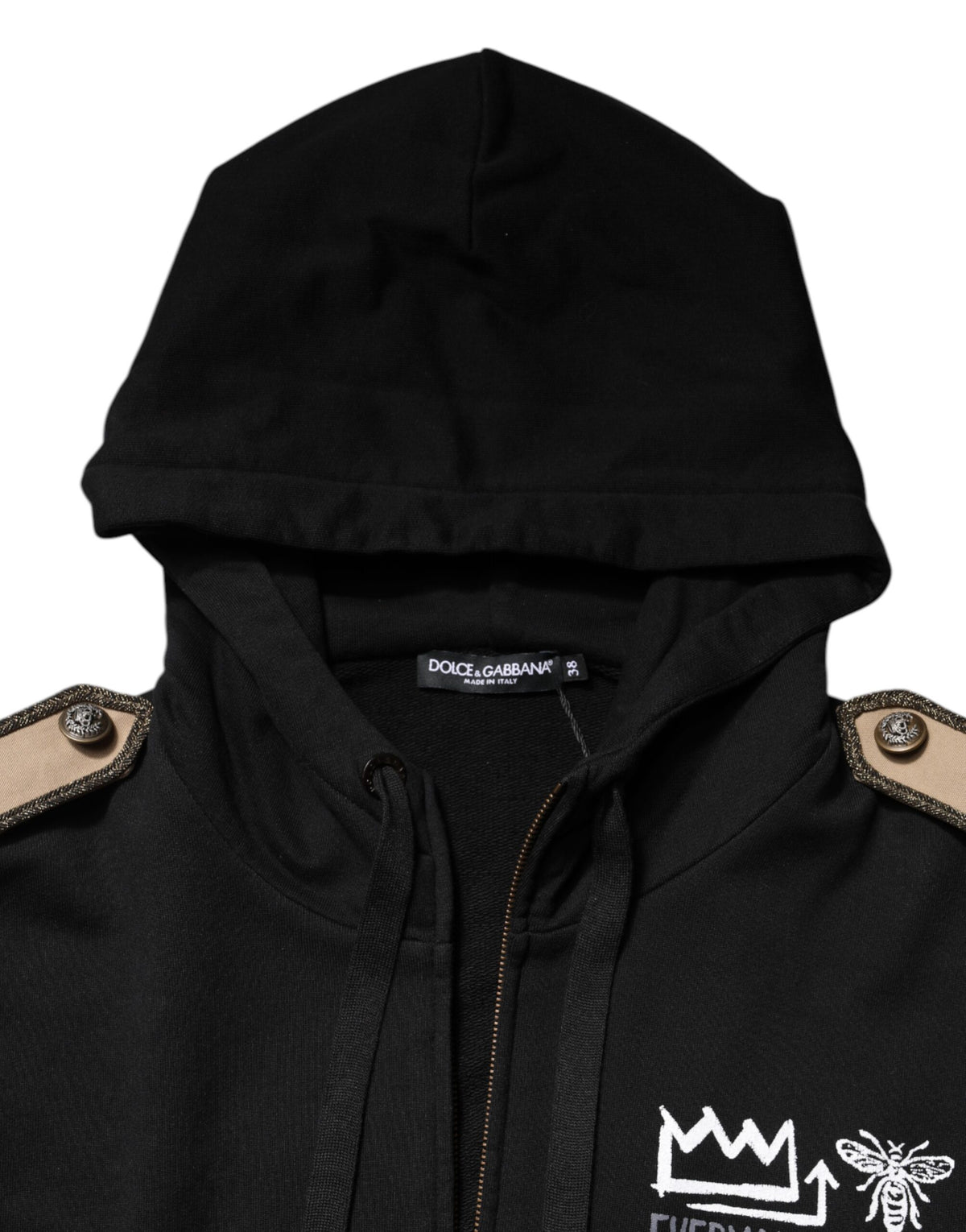 Indulge in the Dolce & Gabbana Black Logo Hooded Full Zip Sweatshirt Jacket, a testament to Italian craftsmanship and luxurious comfort, perfect for any sophisticated occasion.